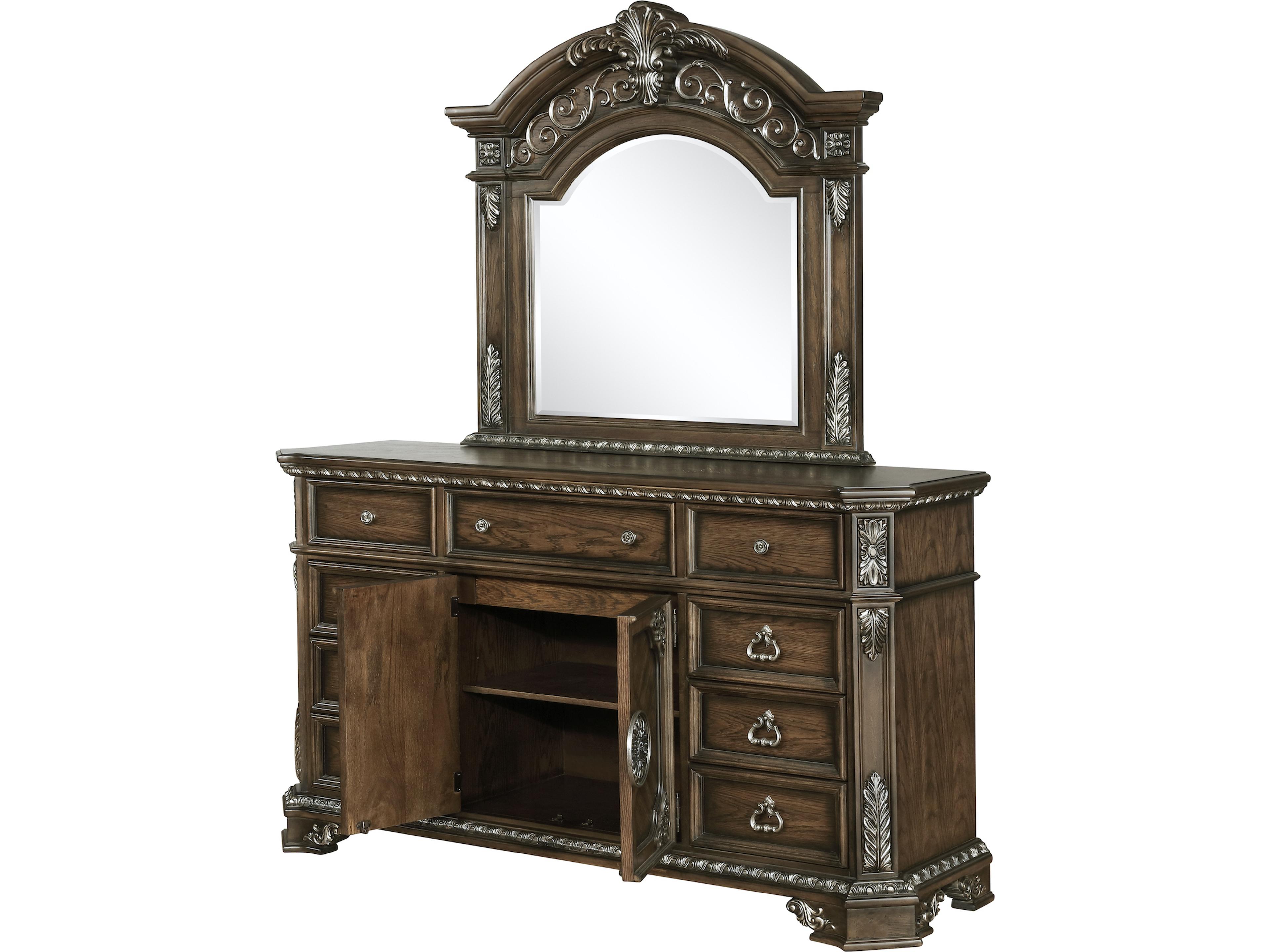 Avalon Furniture Brown Oak Wood Dresser