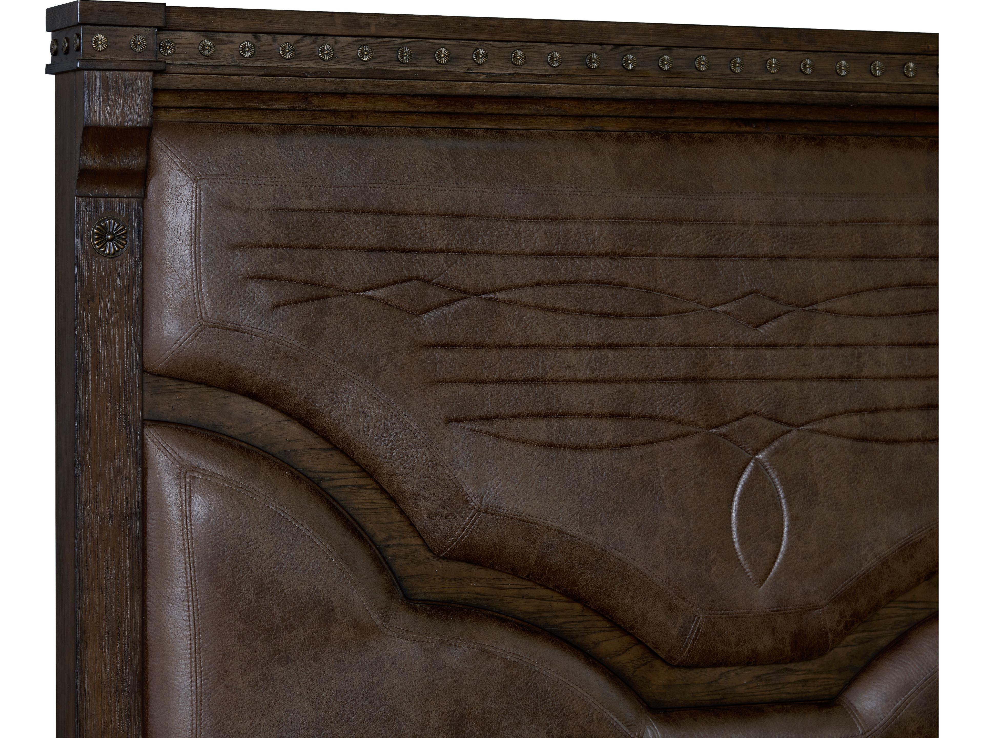 Avalon Furniture Warm Brown Oak Rubberwood Upholstered King Panel Bed