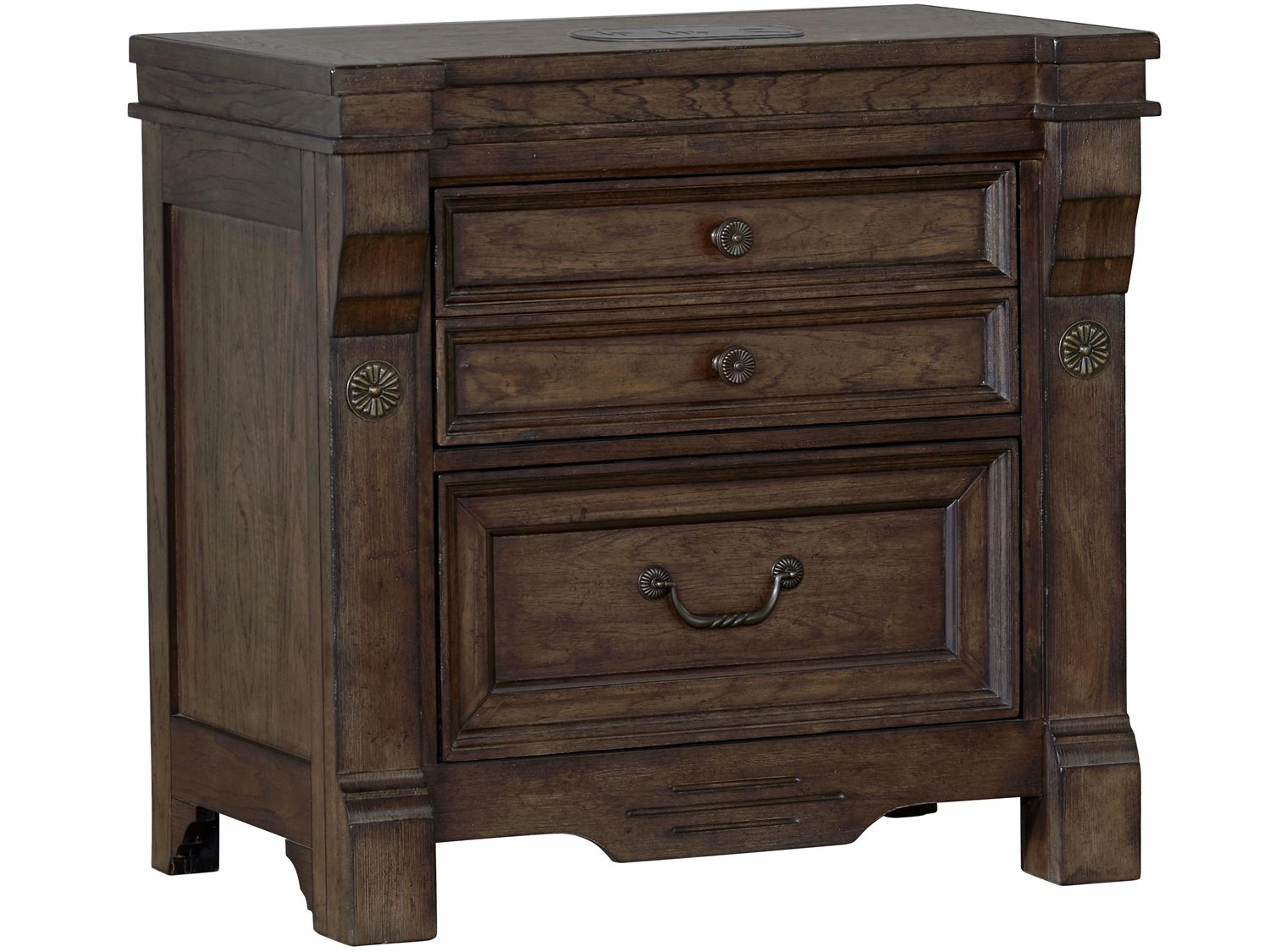 3-Drawers Rubberwood Nightstand