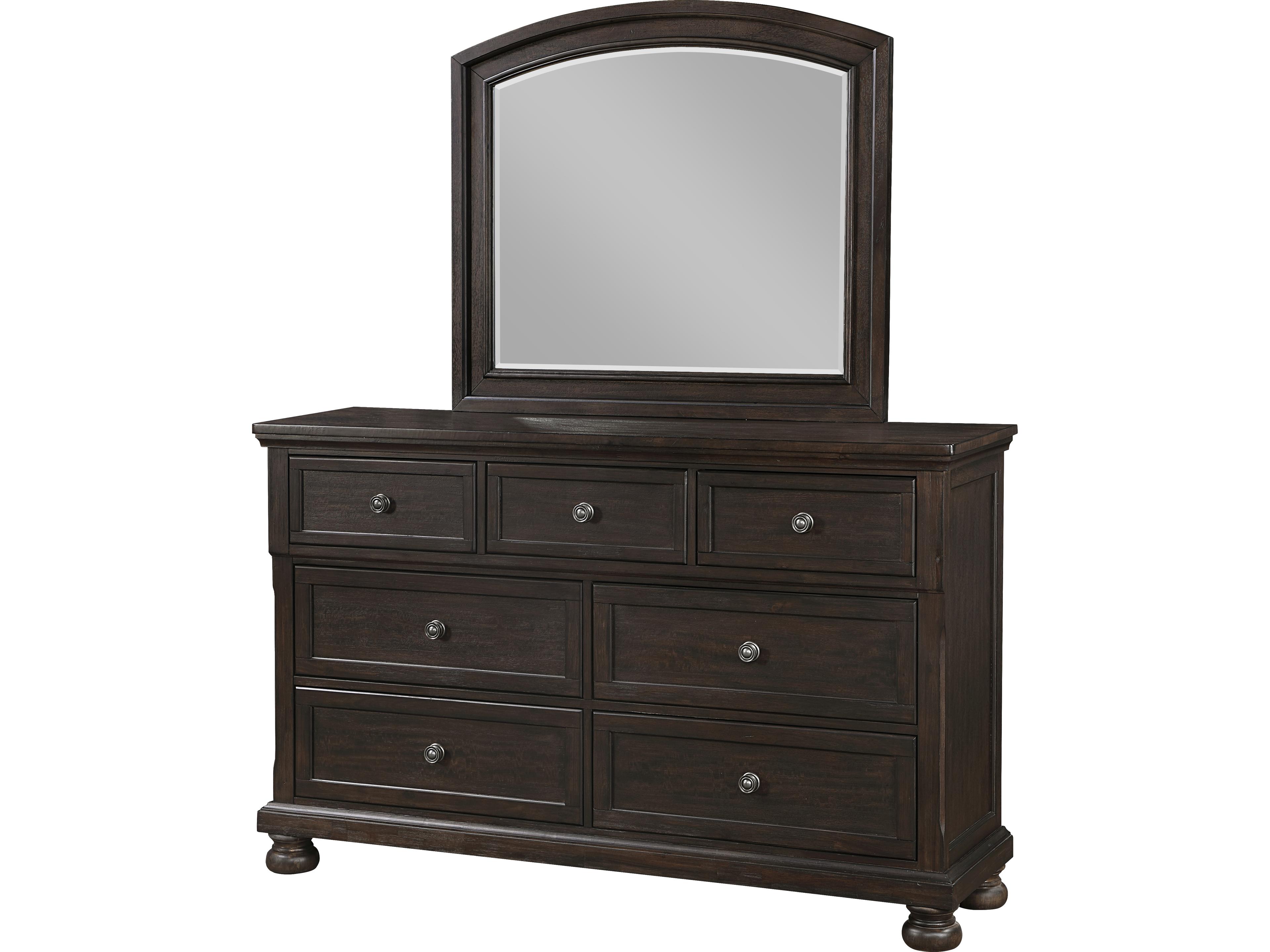 7-Drawers Rubberwood Double Dresser and Mirror Set