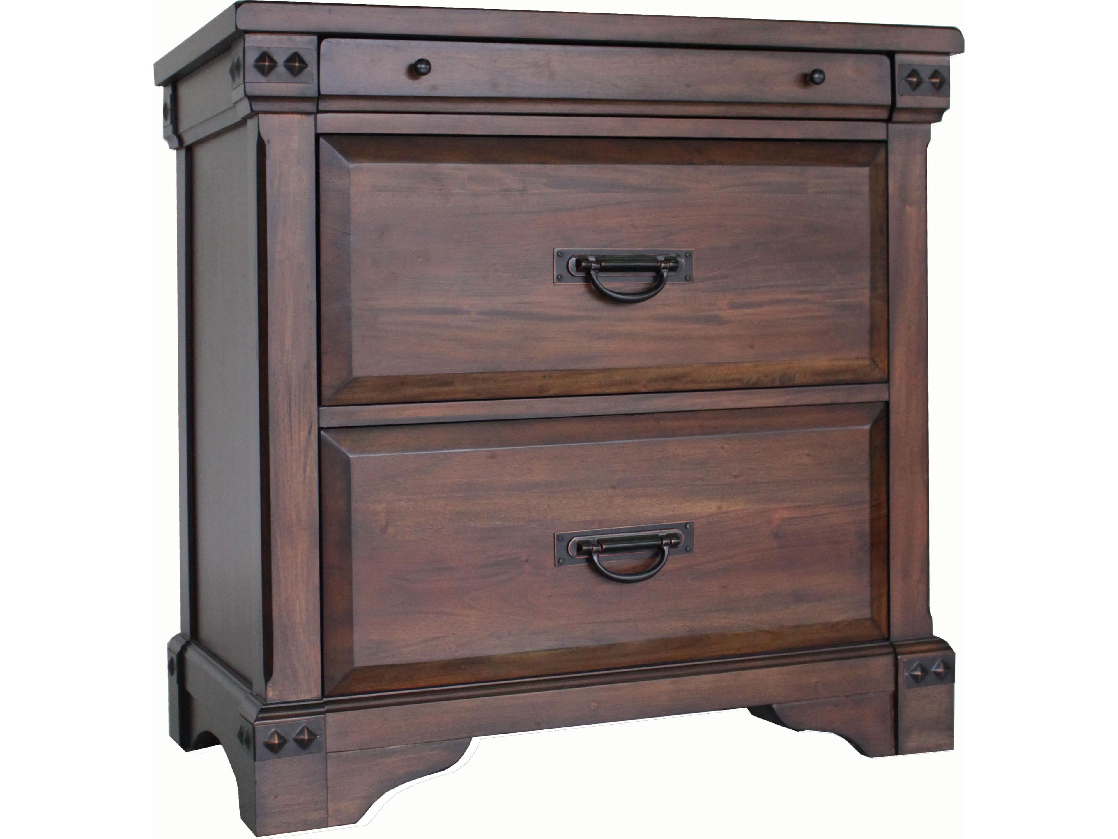 3-Drawers Mahogany Wood Nightstand