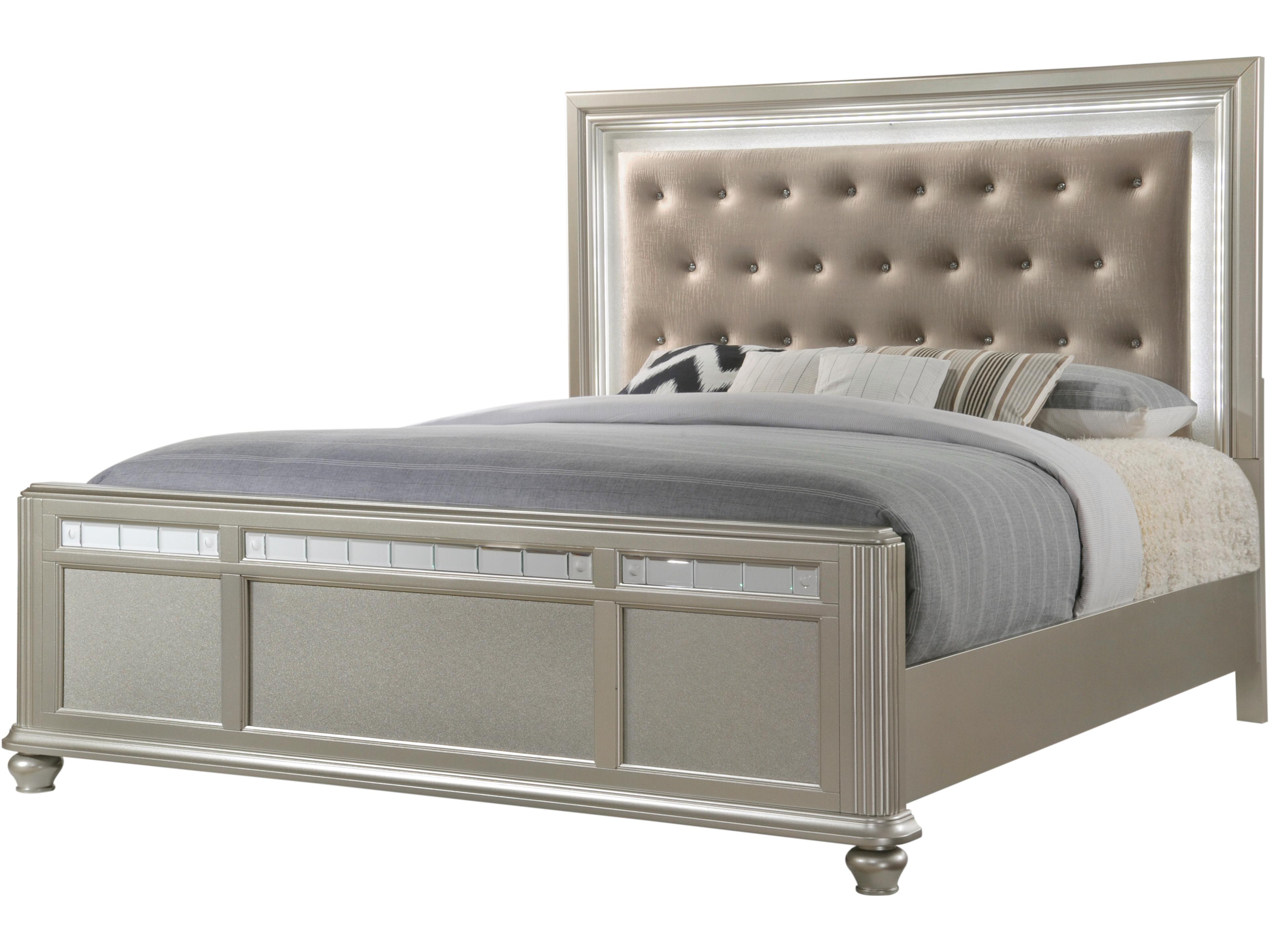 Avalon Furniture Silver Hardwood Upholstered King Panel Bed