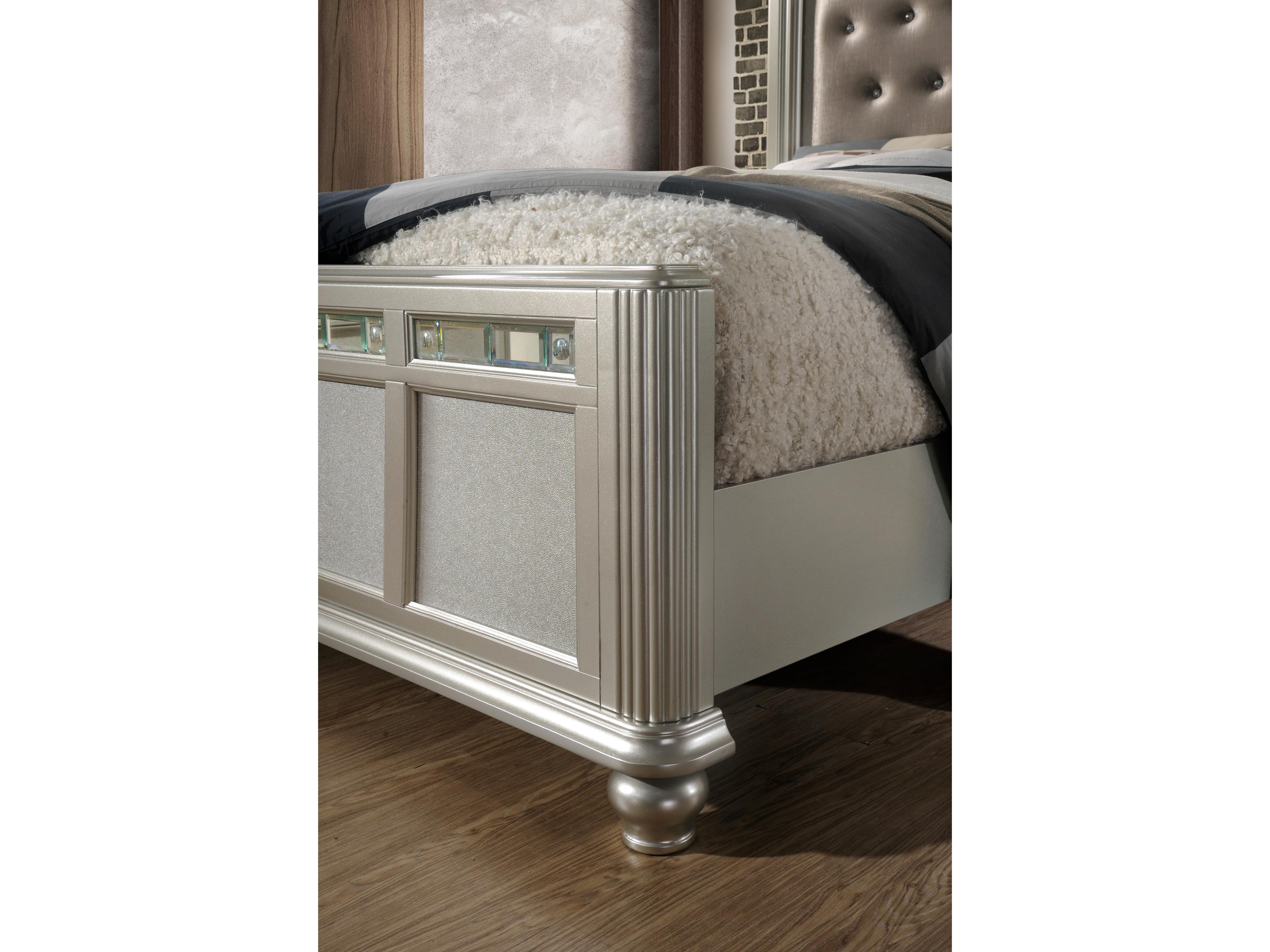 Avalon Furniture Silver Hardwood Upholstered King Panel Bed