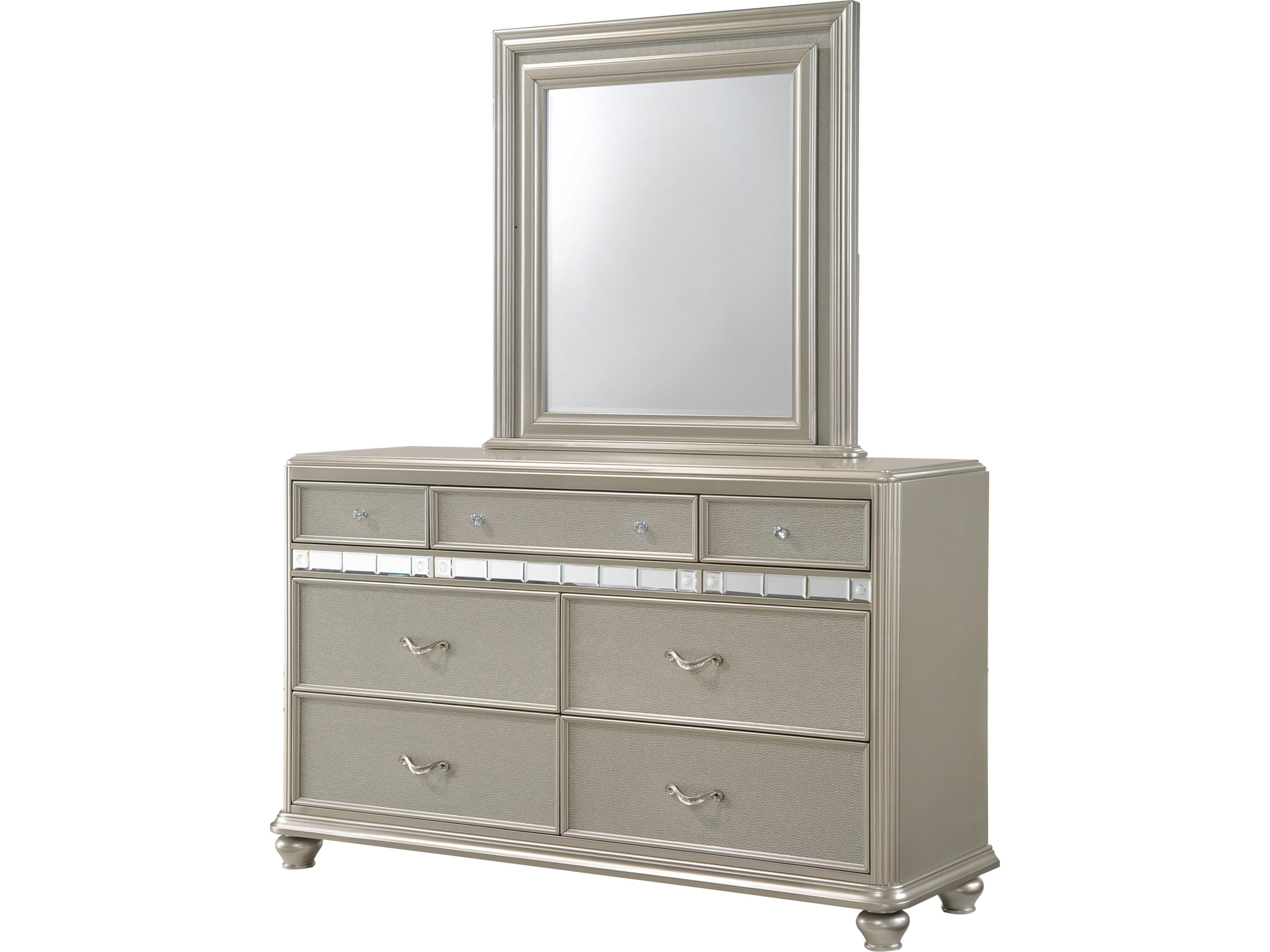 7-Drawers Hardwood Double Dresser and Mirror Set