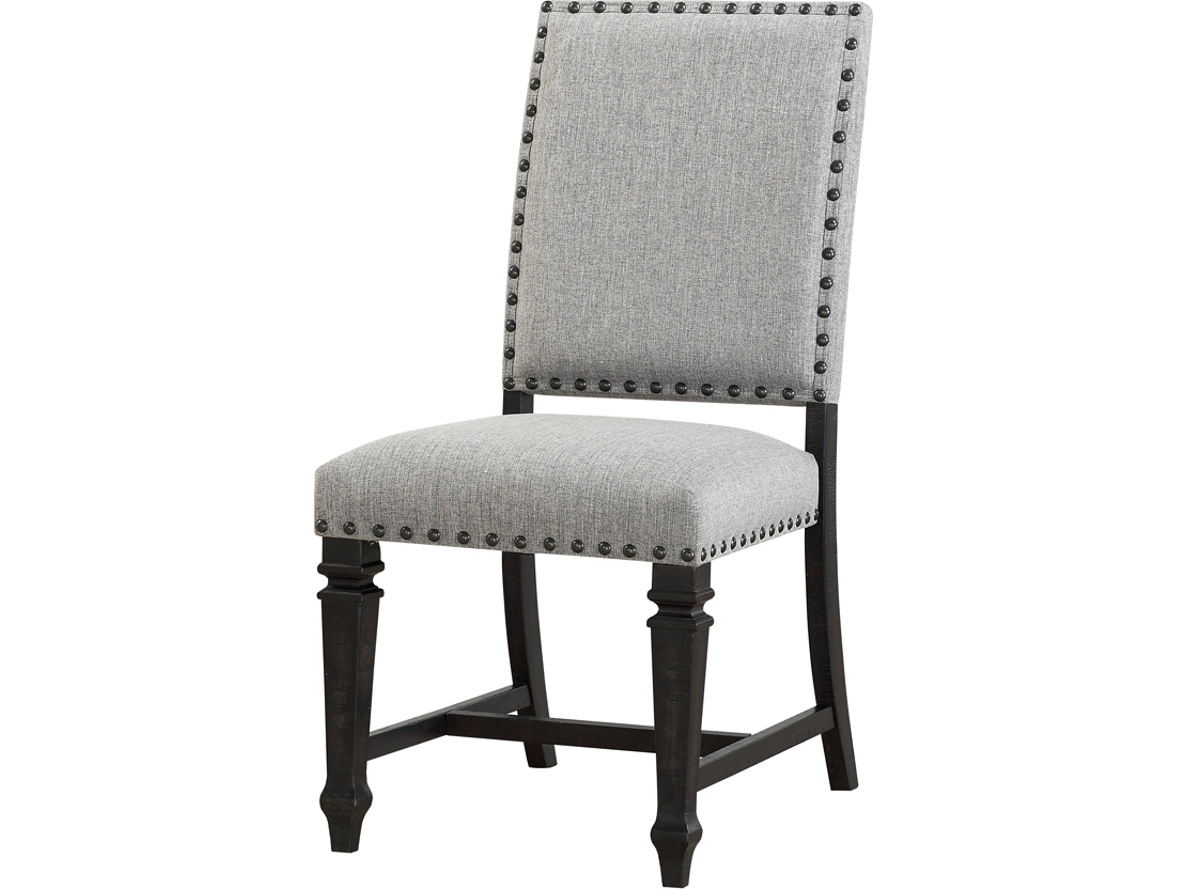Pine Wood Gray Upholstered Armless Dining Chair