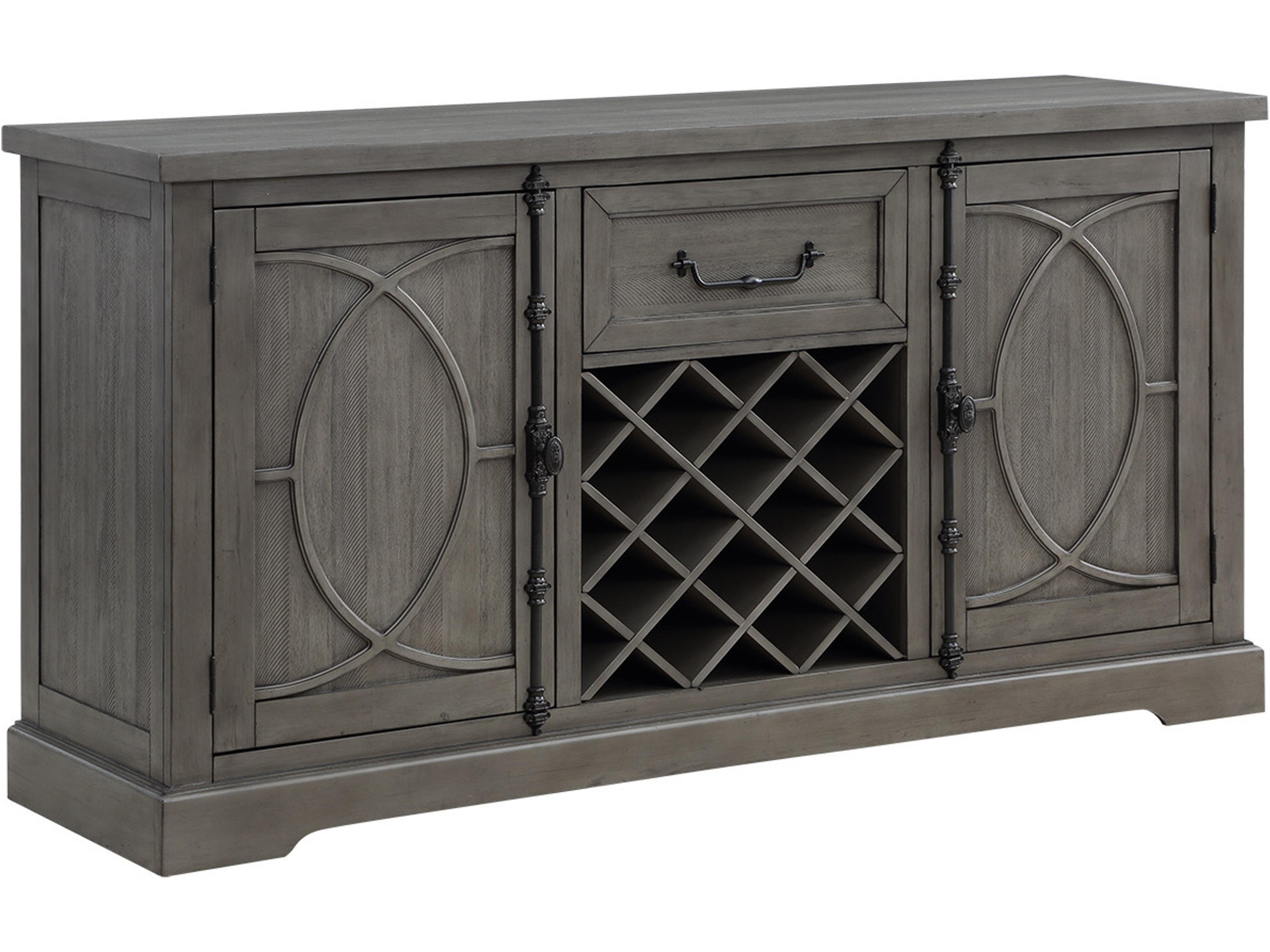 72" Pine Wood Gray Sideboard