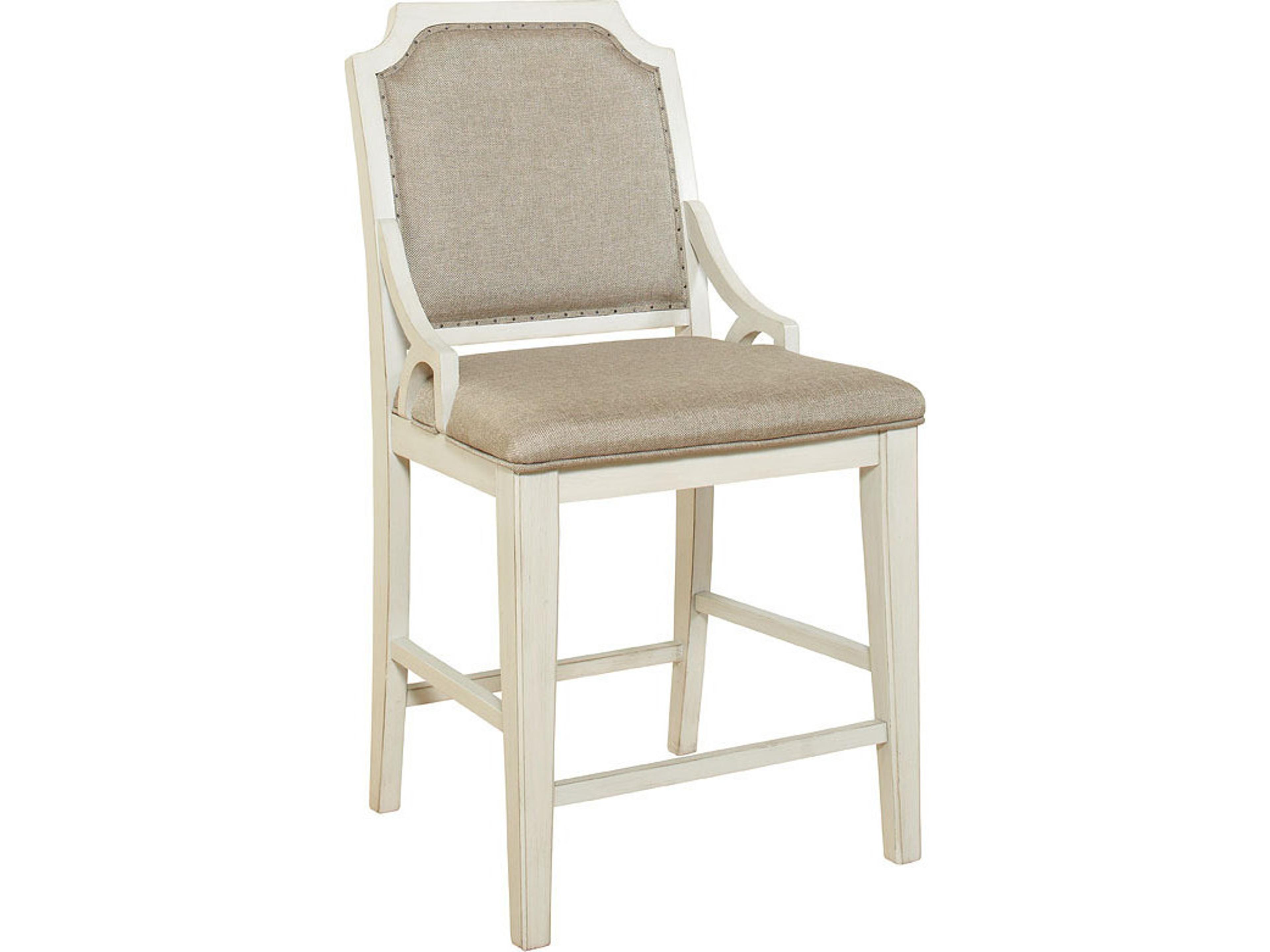 Weathered Brown Ocean White Upholstered Birch Wood Counter Stool