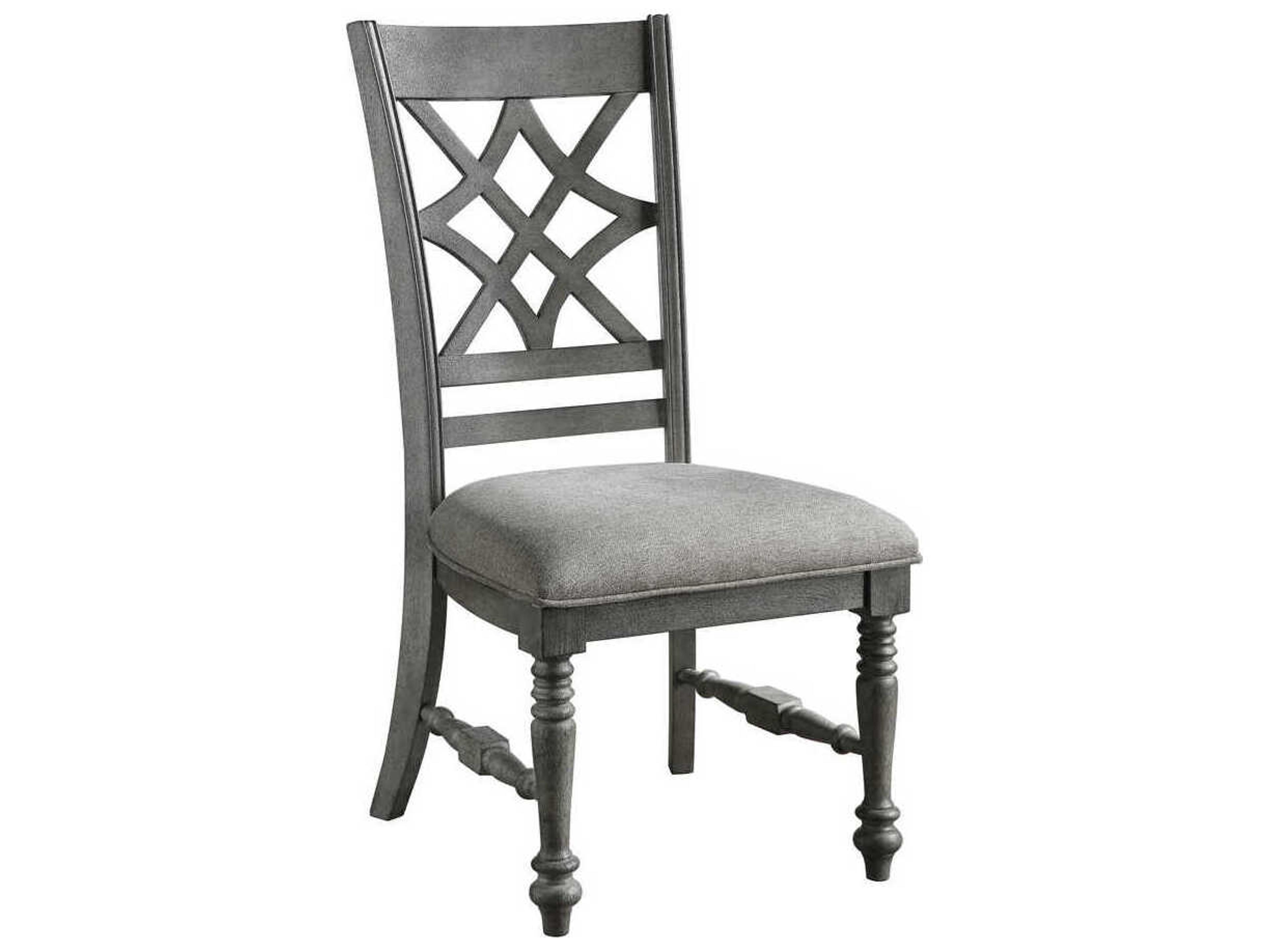 Acacia Wood Gray Upholstered Armless Dining Chair