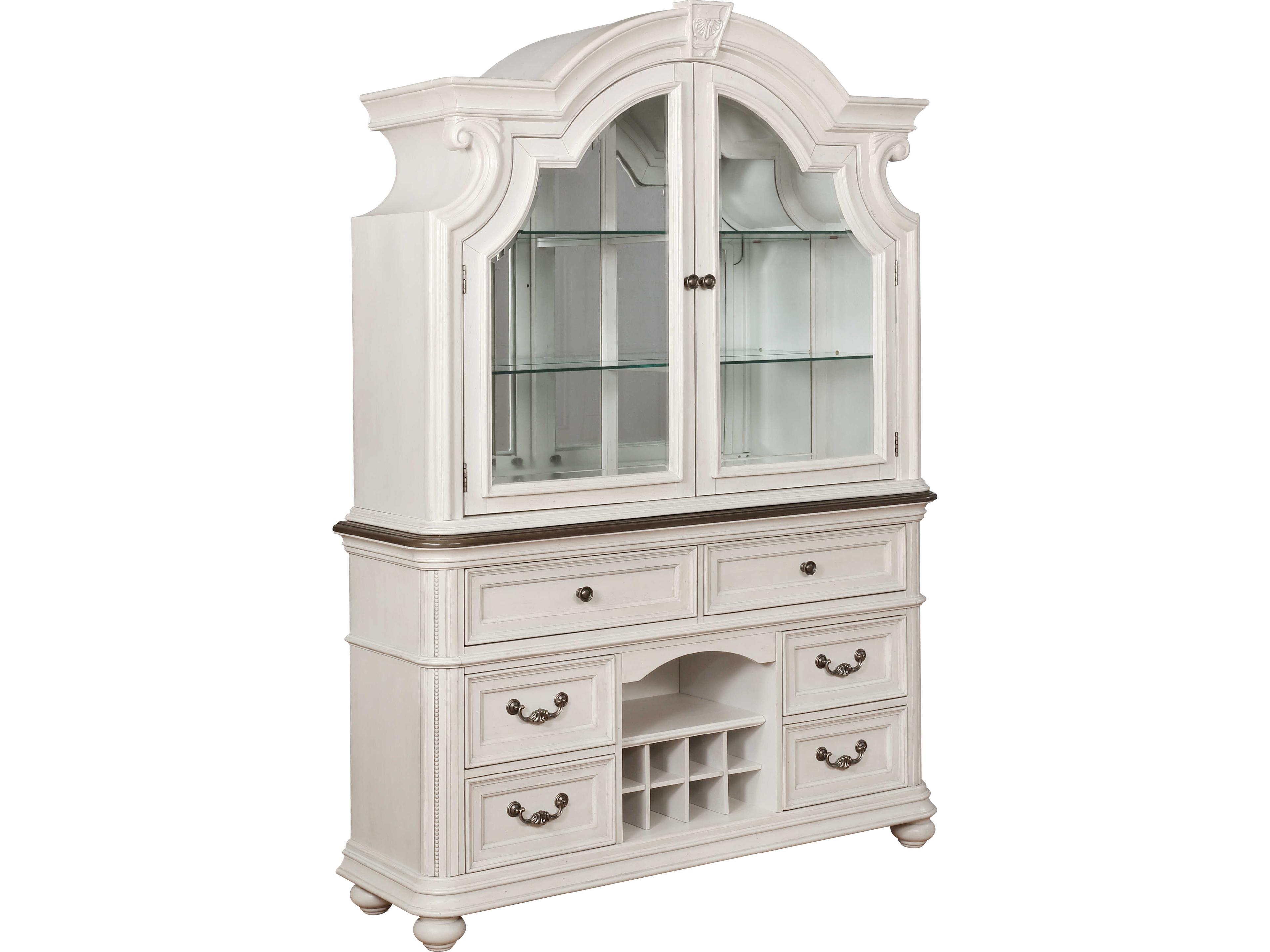 Avalon Furniture 62" Oak Wood Light Gray Distressed White Sideboard