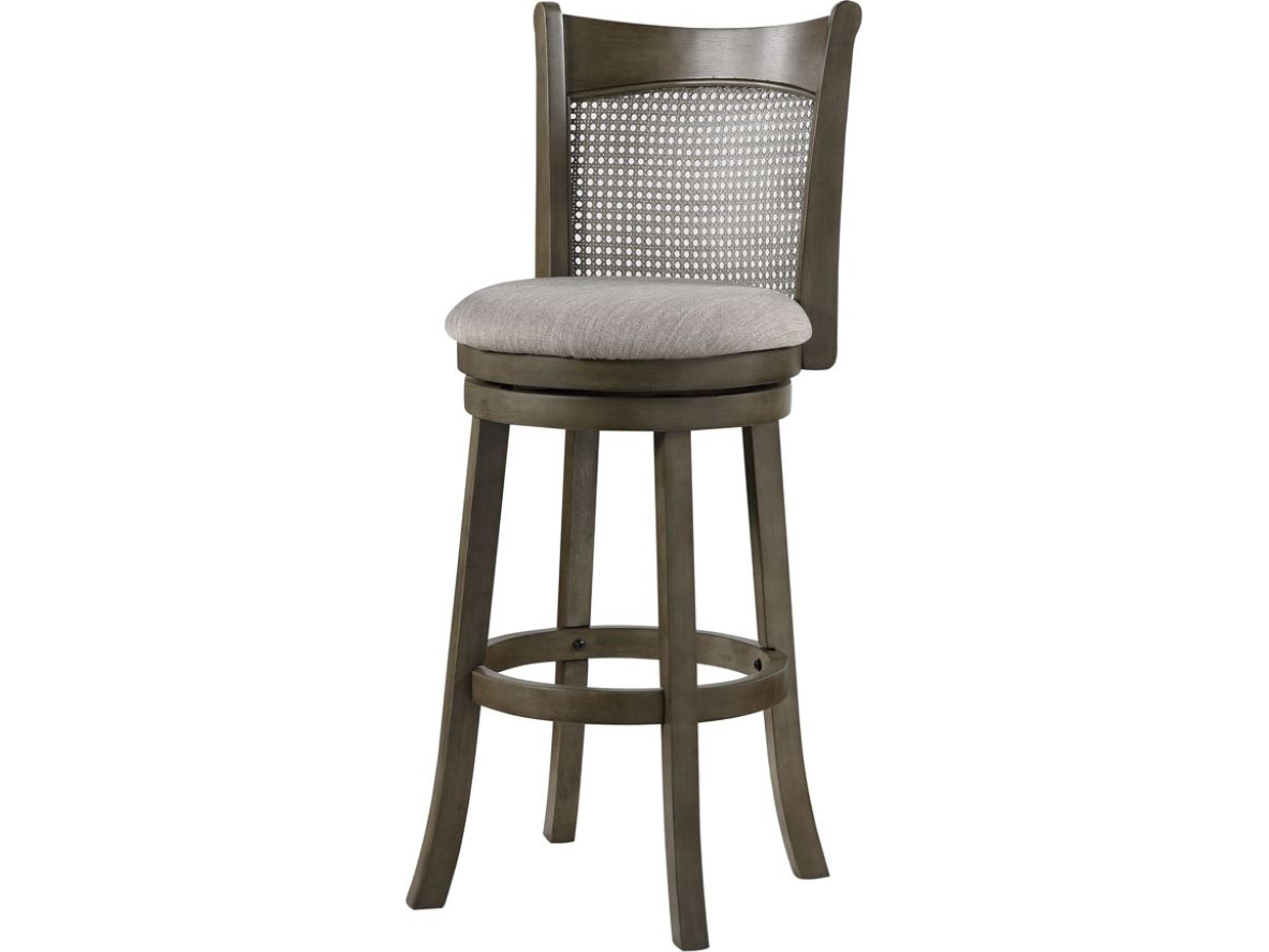 D01966 29 Inch Swivel Cane Back Bar Stool in Grey
