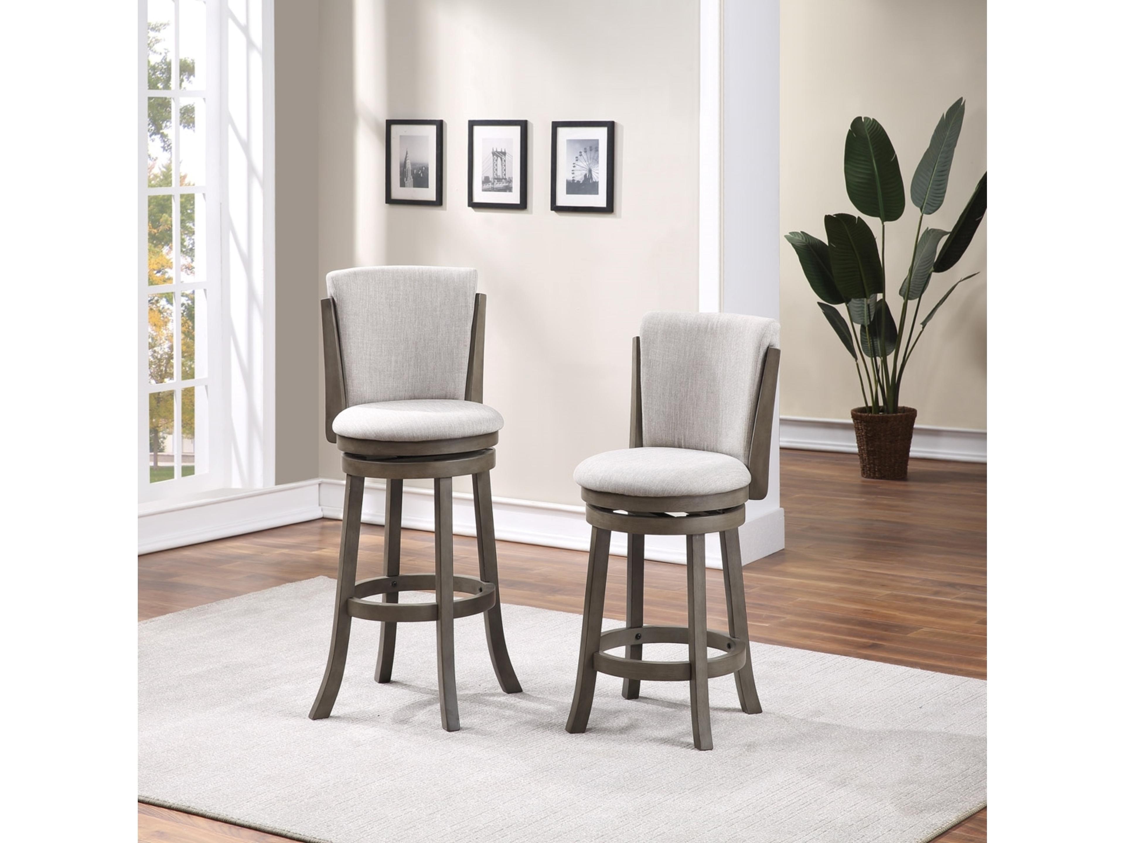 Avalon Furniture Gray Upholstered Swivel Mango Wood Bar Stool