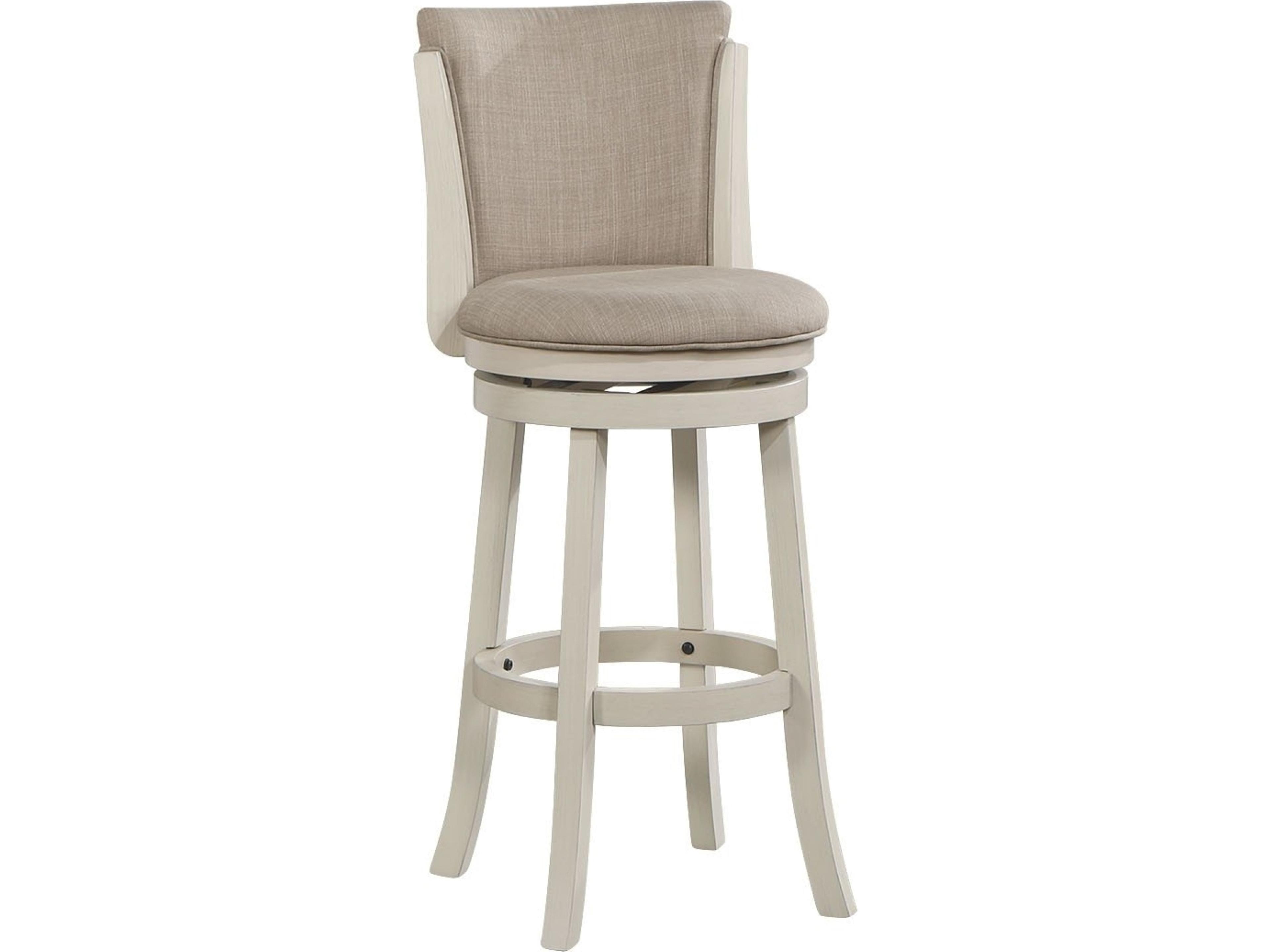White Upholstered Swivel Mango Wood Bar Stool