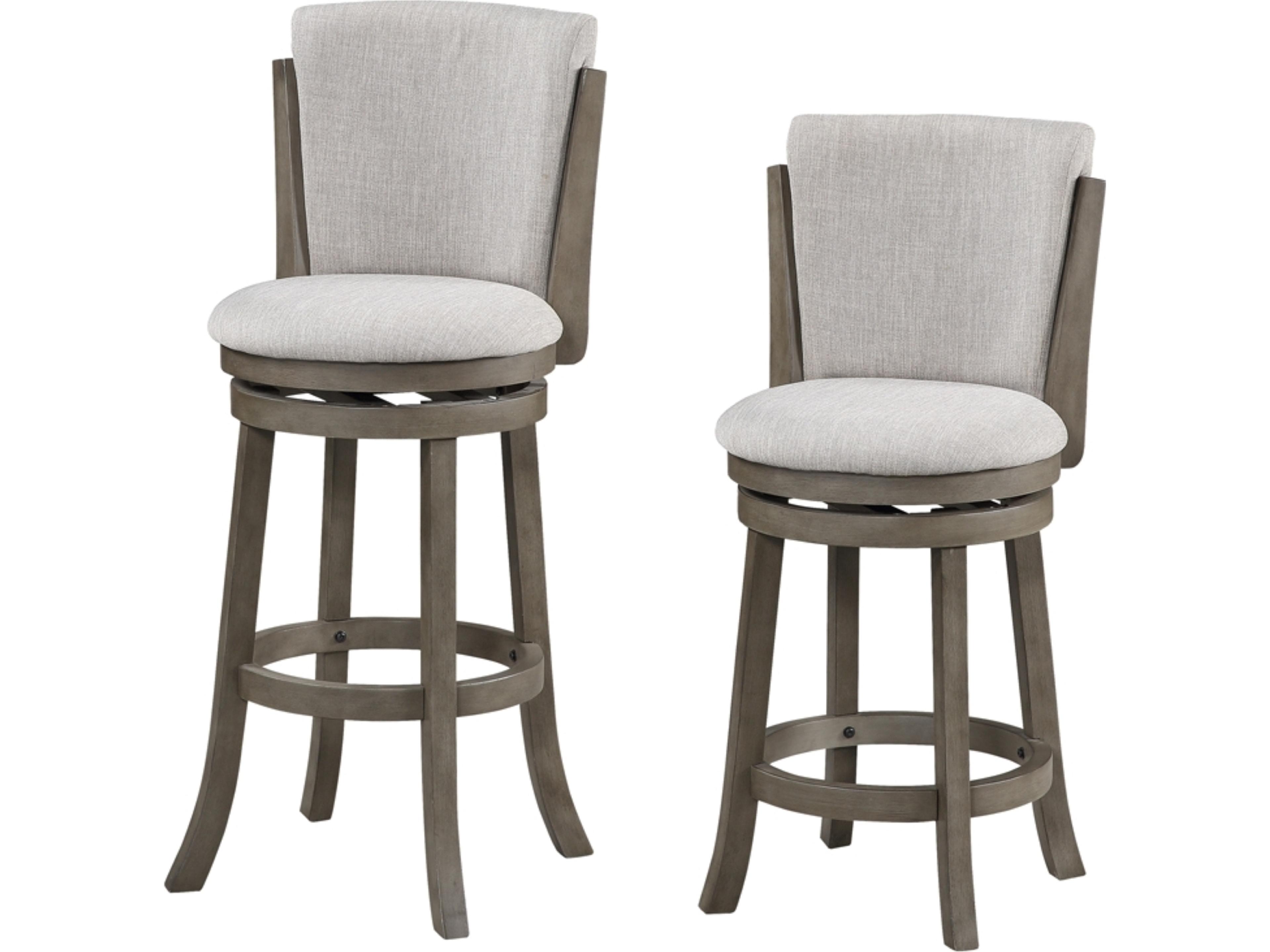 Avalon Furniture Gray Upholstered Swivel Mango Wood Counter Stool