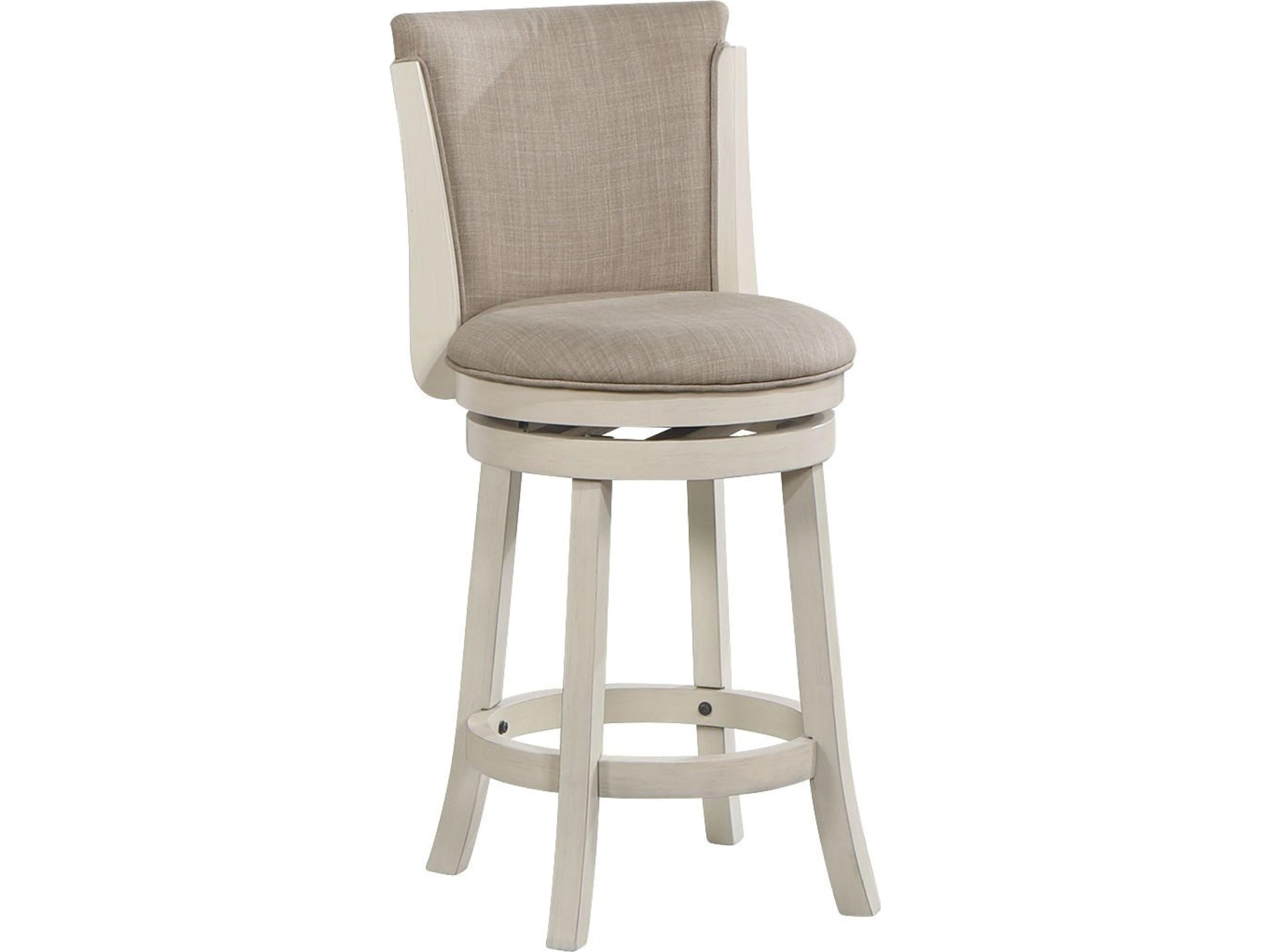 White Upholstered Swivel Mango Wood Counter Stool