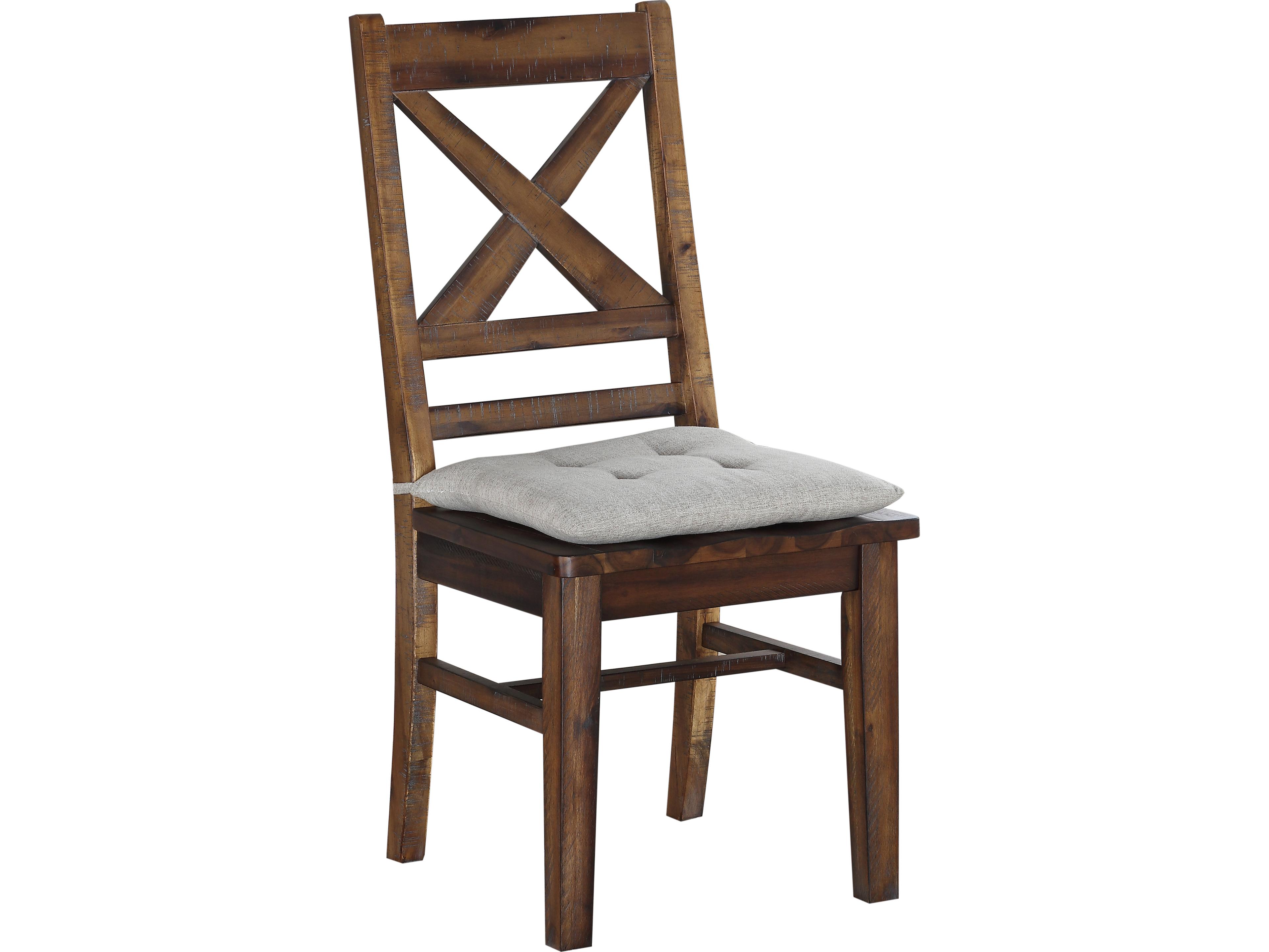 Acacia Wood Brown Upholstered Armless Dining Chair