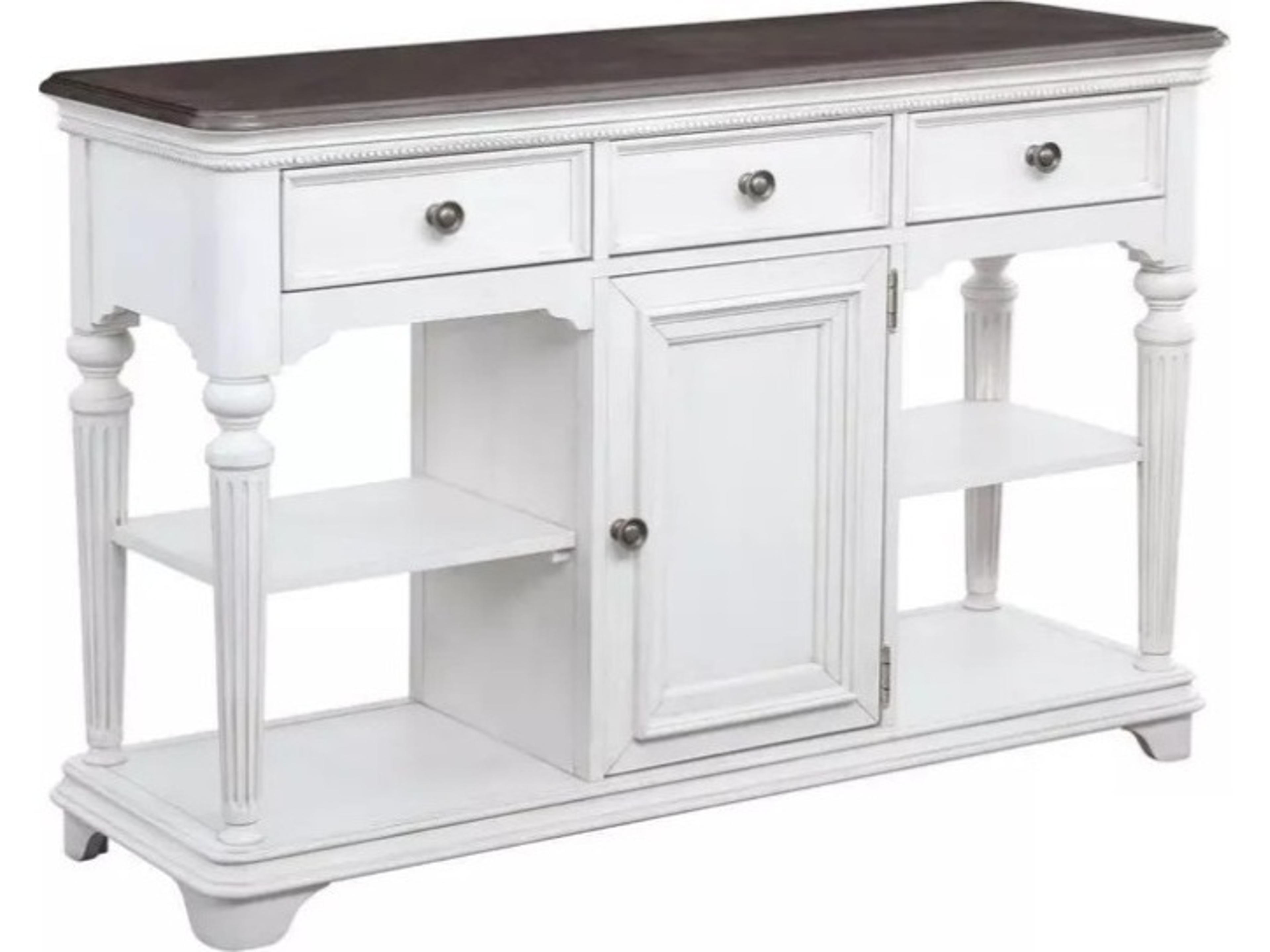 Avalon Furniture Rectangular Wood Gray Oak Distressed White Console Table
