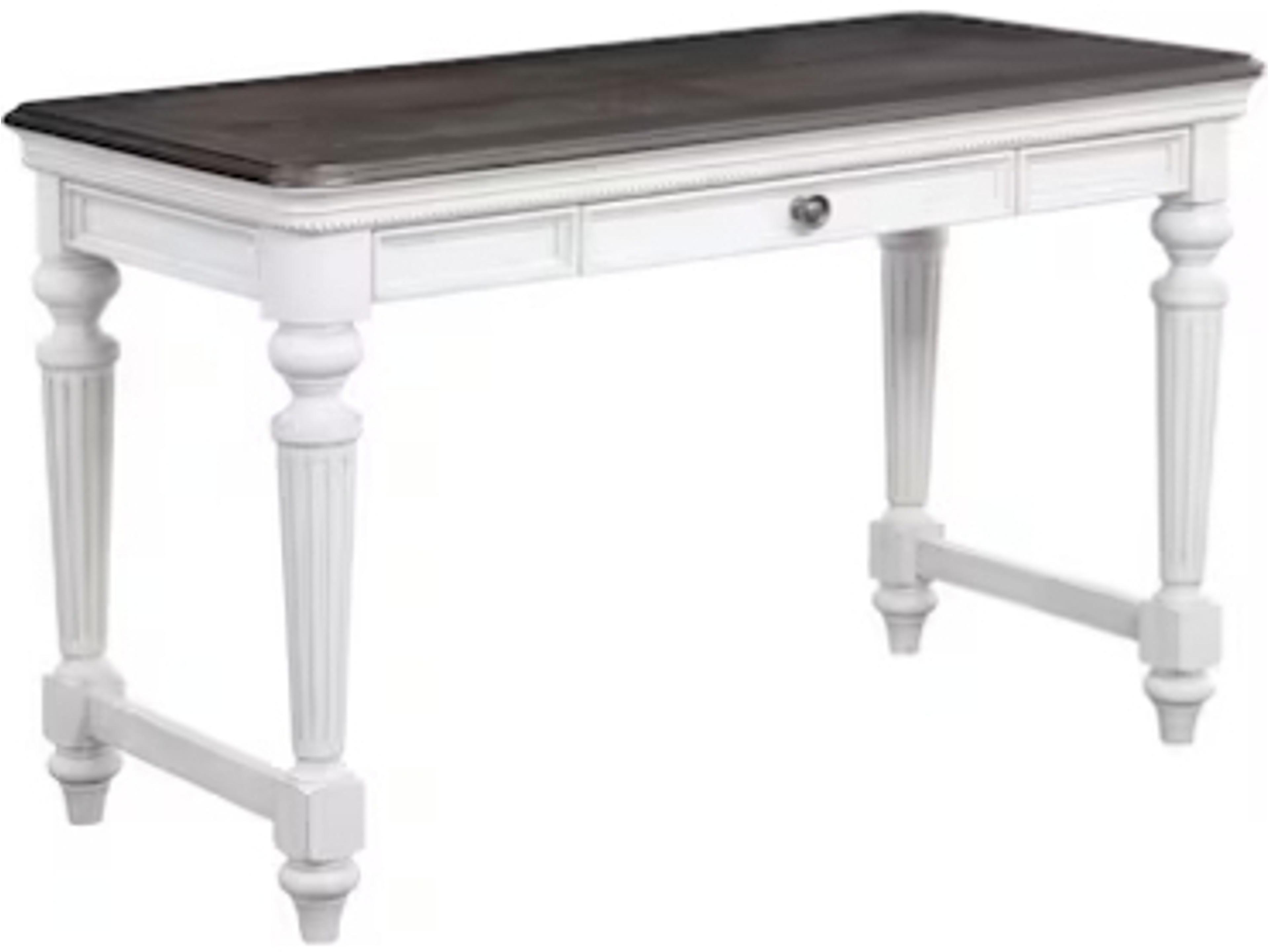 Avalon Furniture Gray Oak Distressed White Birch Wood Writing Desk