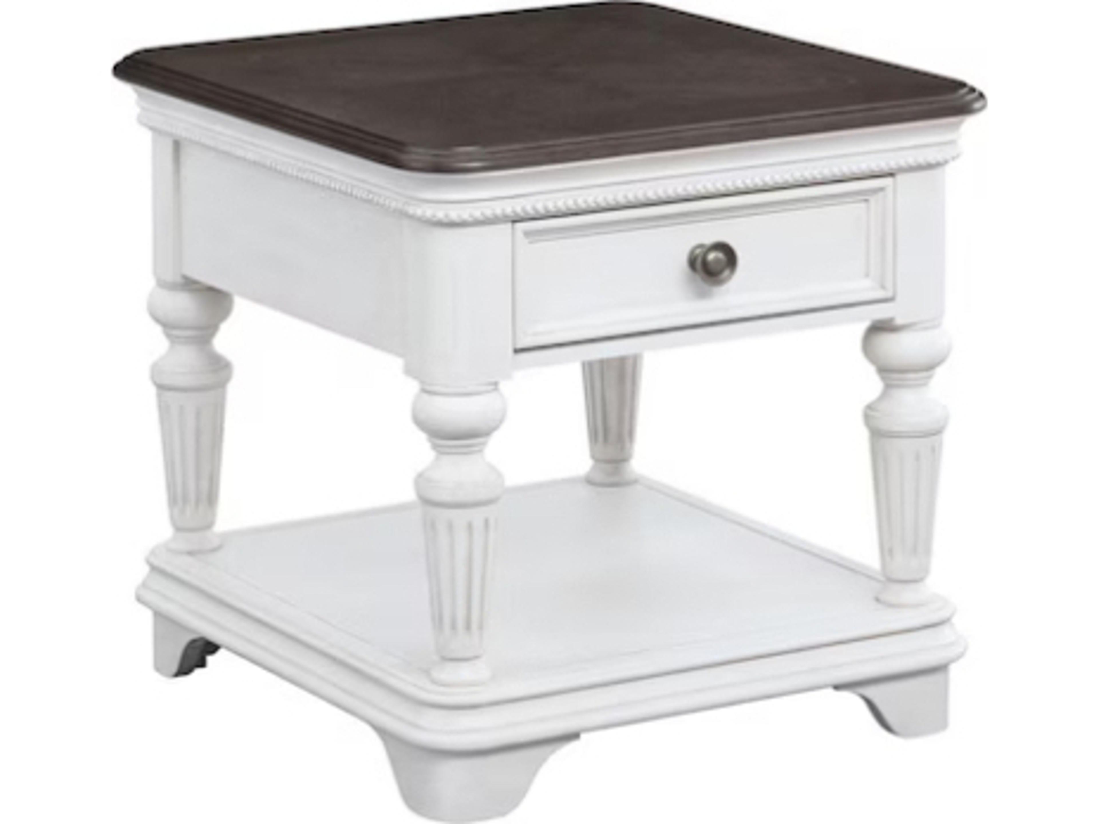 Avalon Furniture Rectangular Wood Gray Oak Distressed White End Table