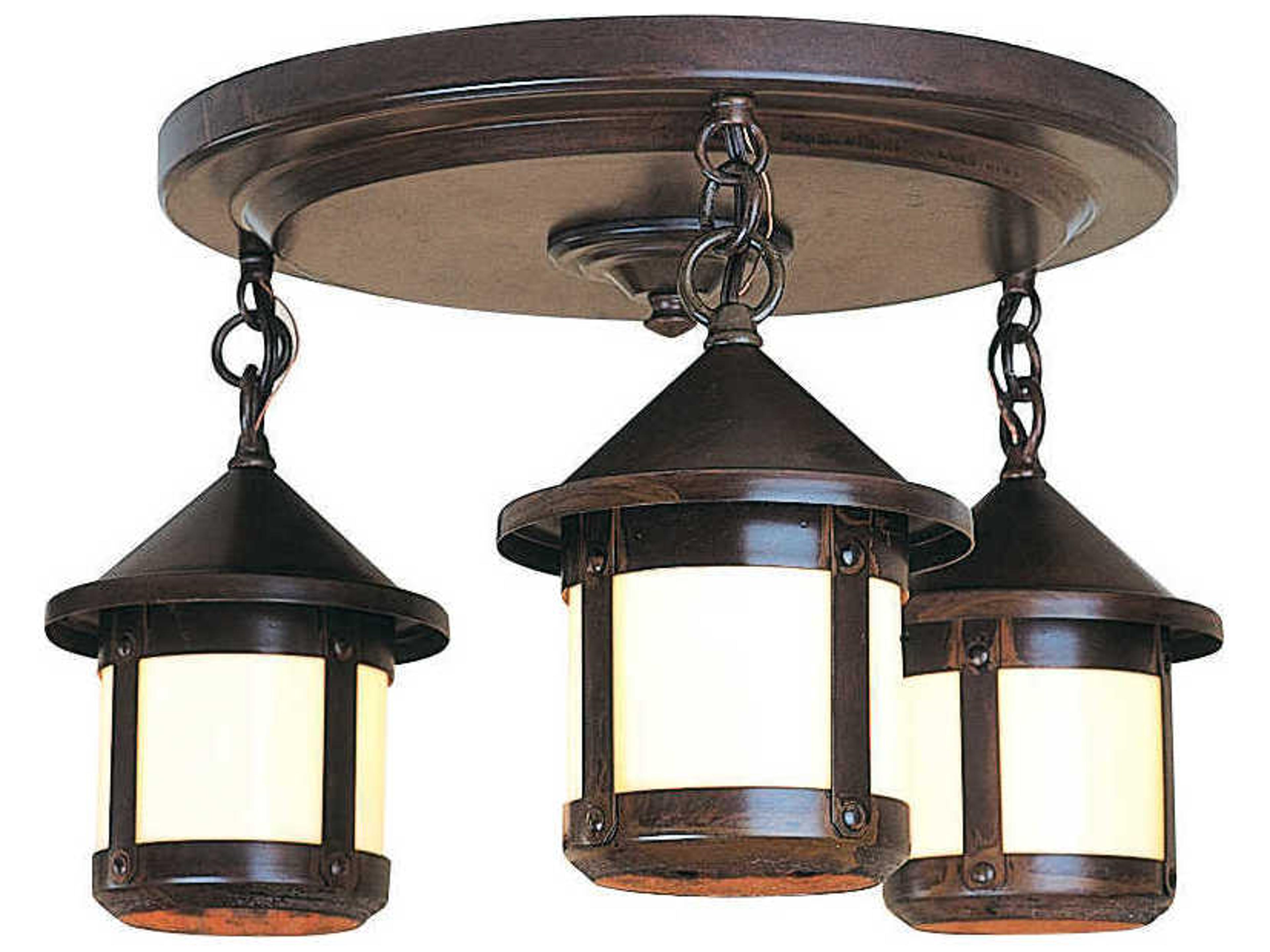 Berkeley 3-Light Bronze Glass Cylinder Semi Flush Mount