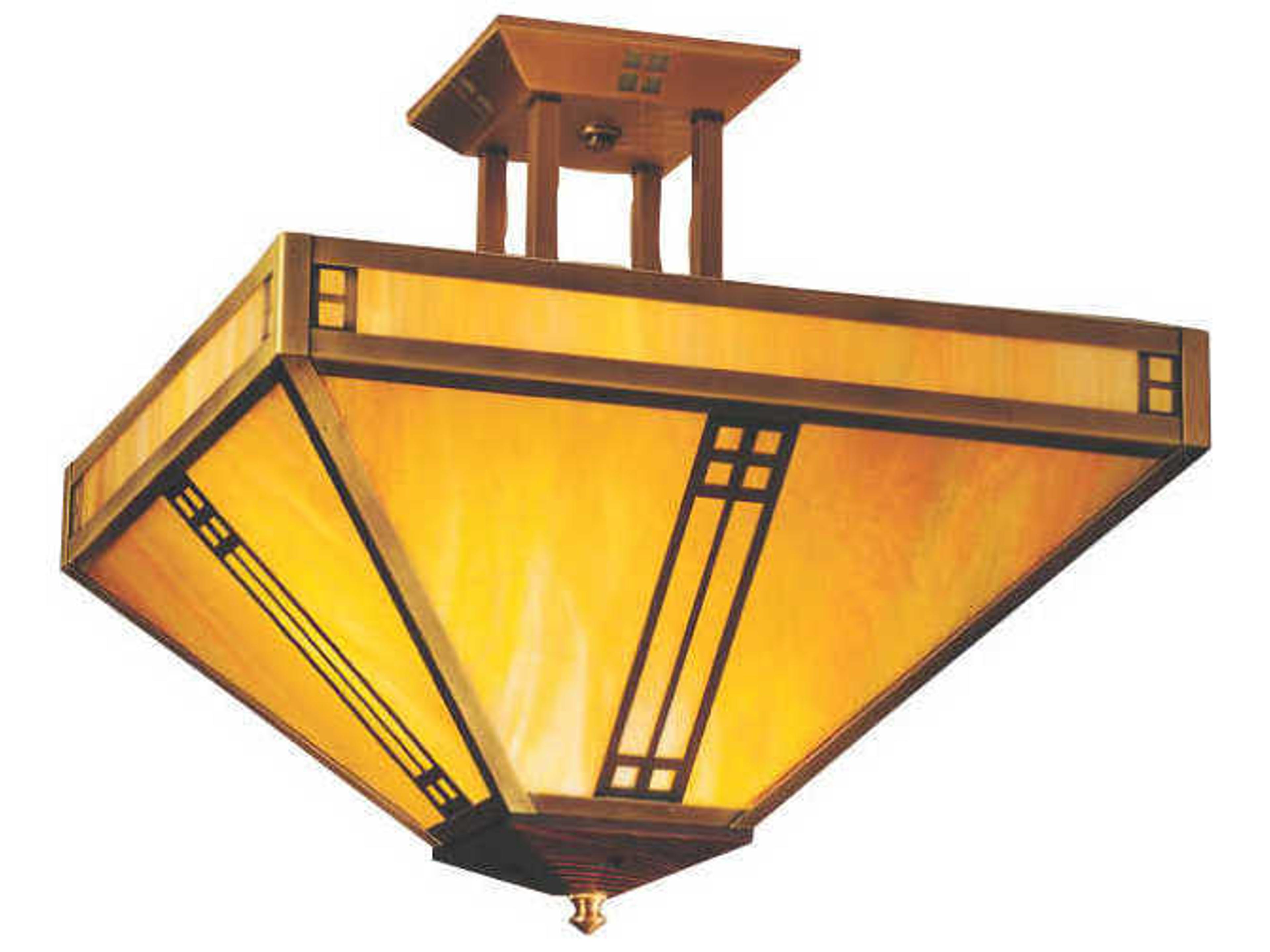 Prairie 4-Light Brass Glass Semi Flush Mount