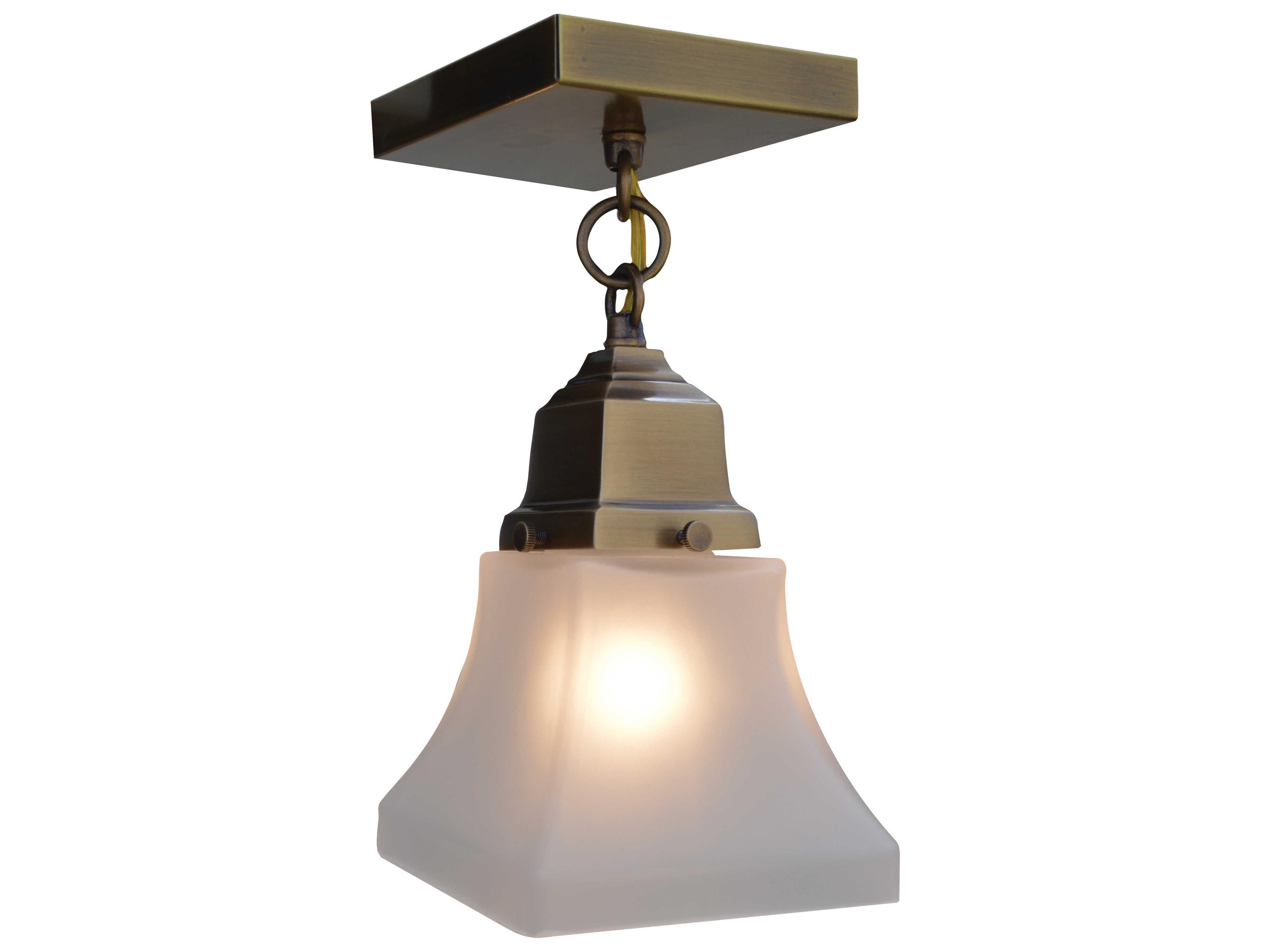 Ruskin 1-Light Brass Glass Bell Semi Flush Mount