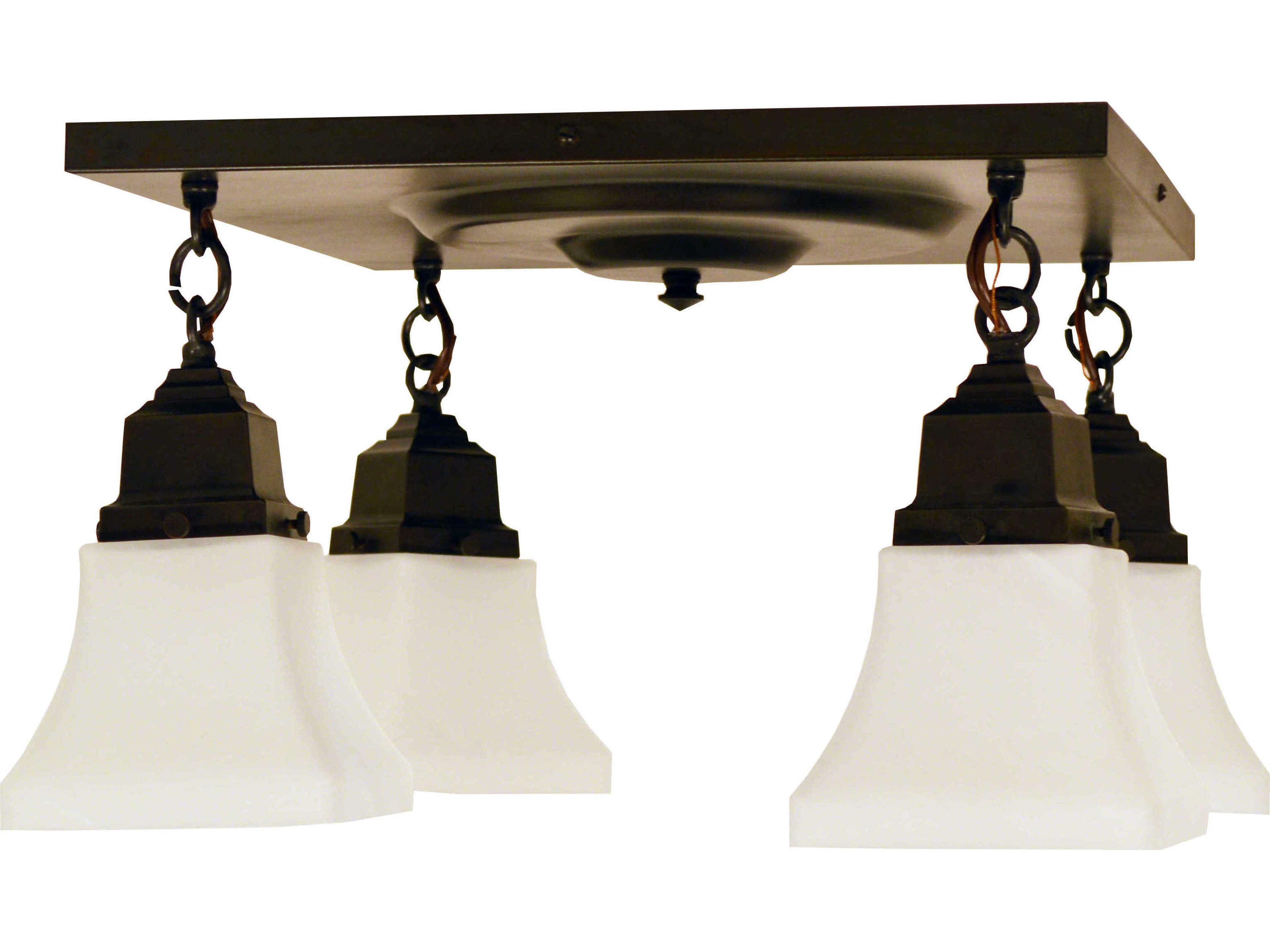 Ruskin 4-Light Brown Glass Bell Semi Flush Mount