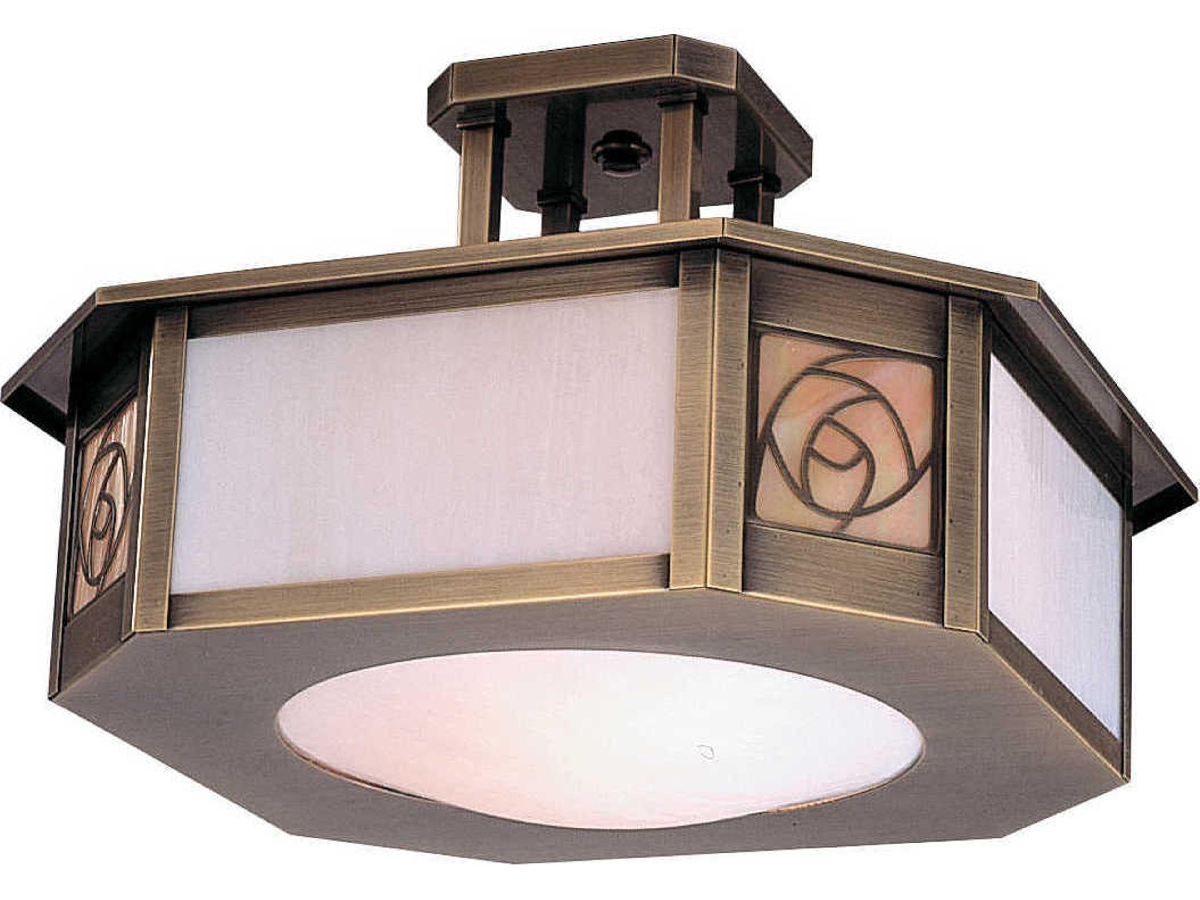 Saint Clair 2-Light Brass Glass Semi Flush Mount