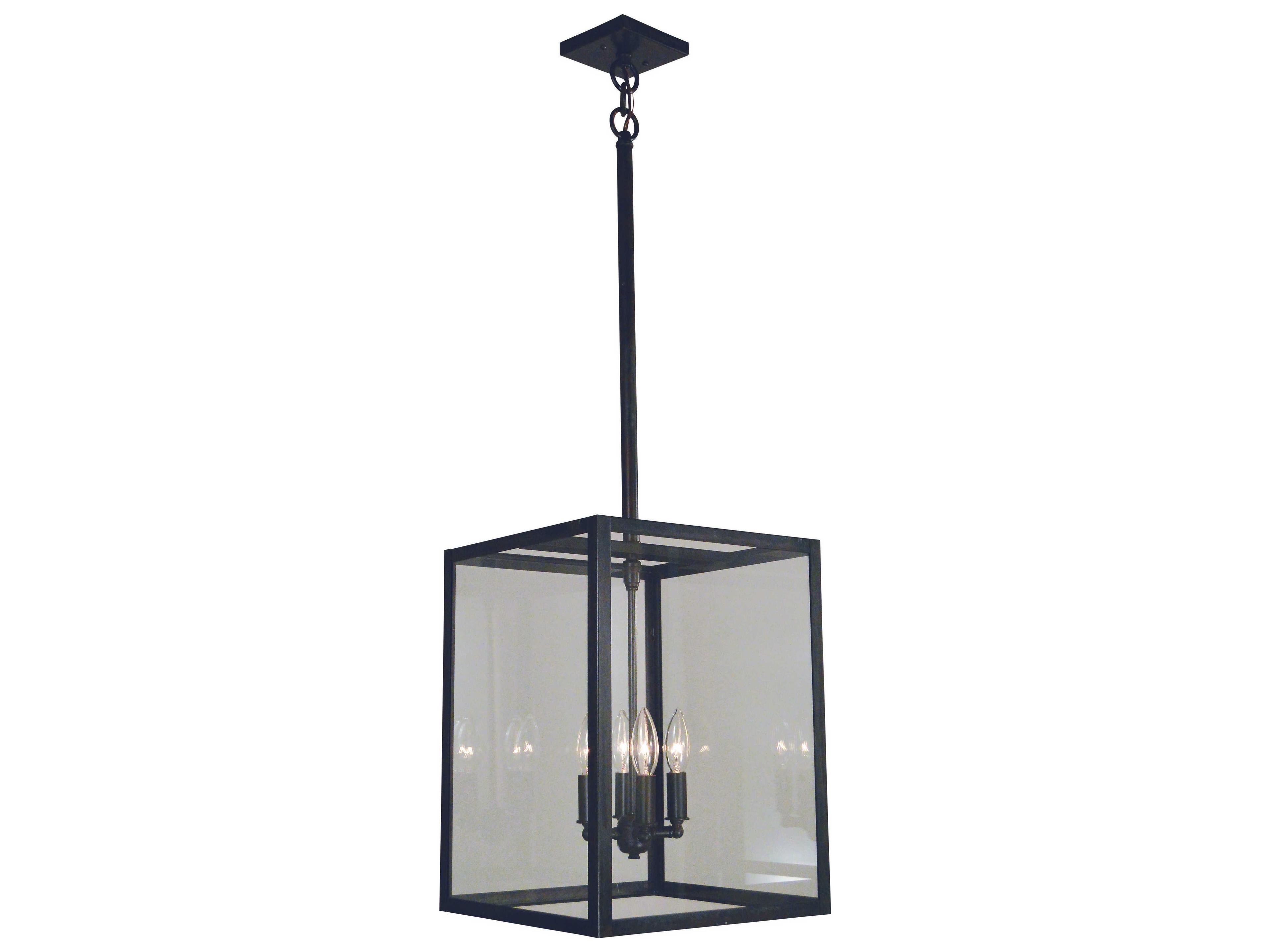 Vintage 4-Light Black Glass Chandelier