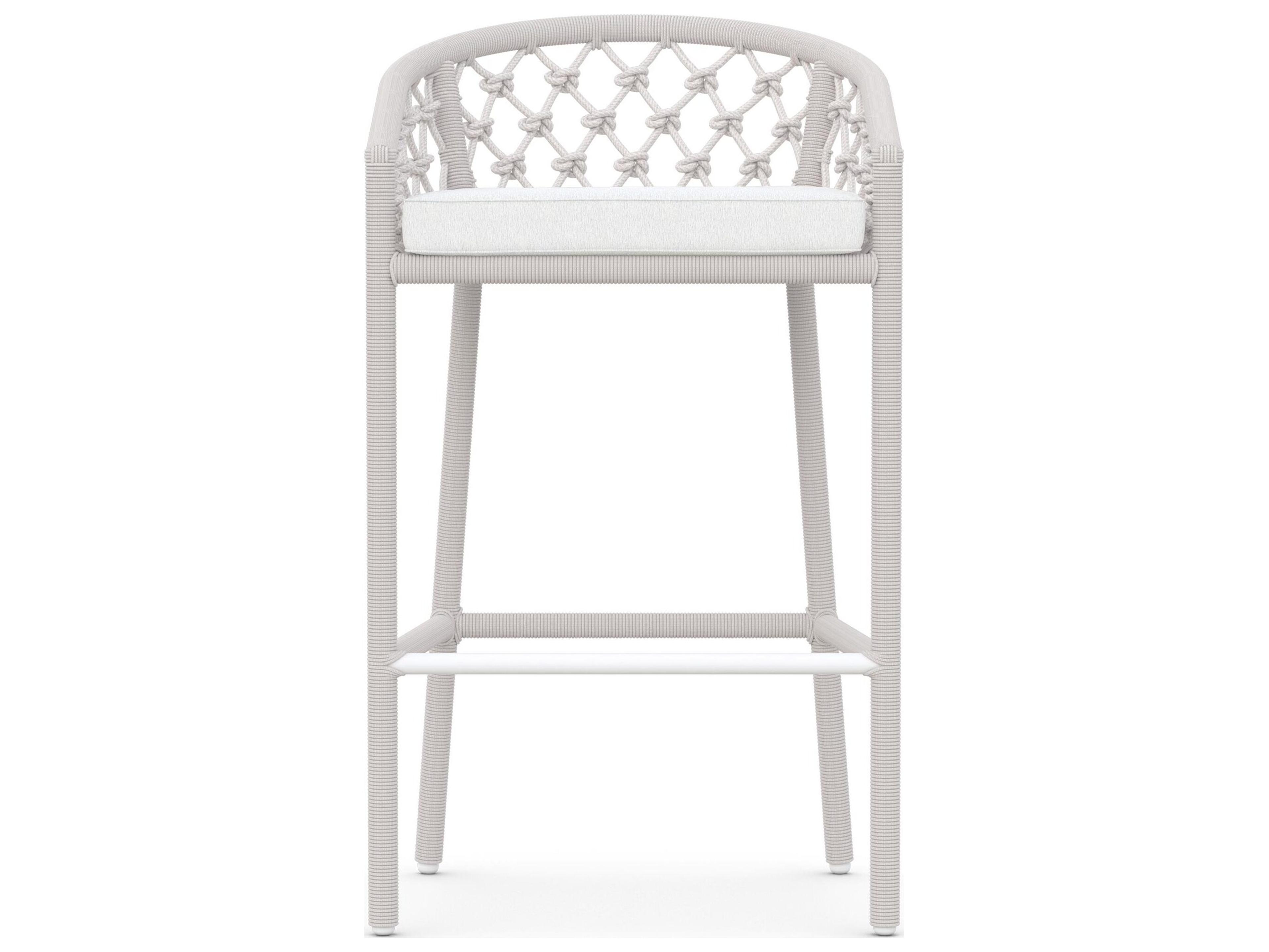 Azzurro Living Amelia Sand All-Weather Rope Outdoor Patio Bar Stool with Cloud Cushion