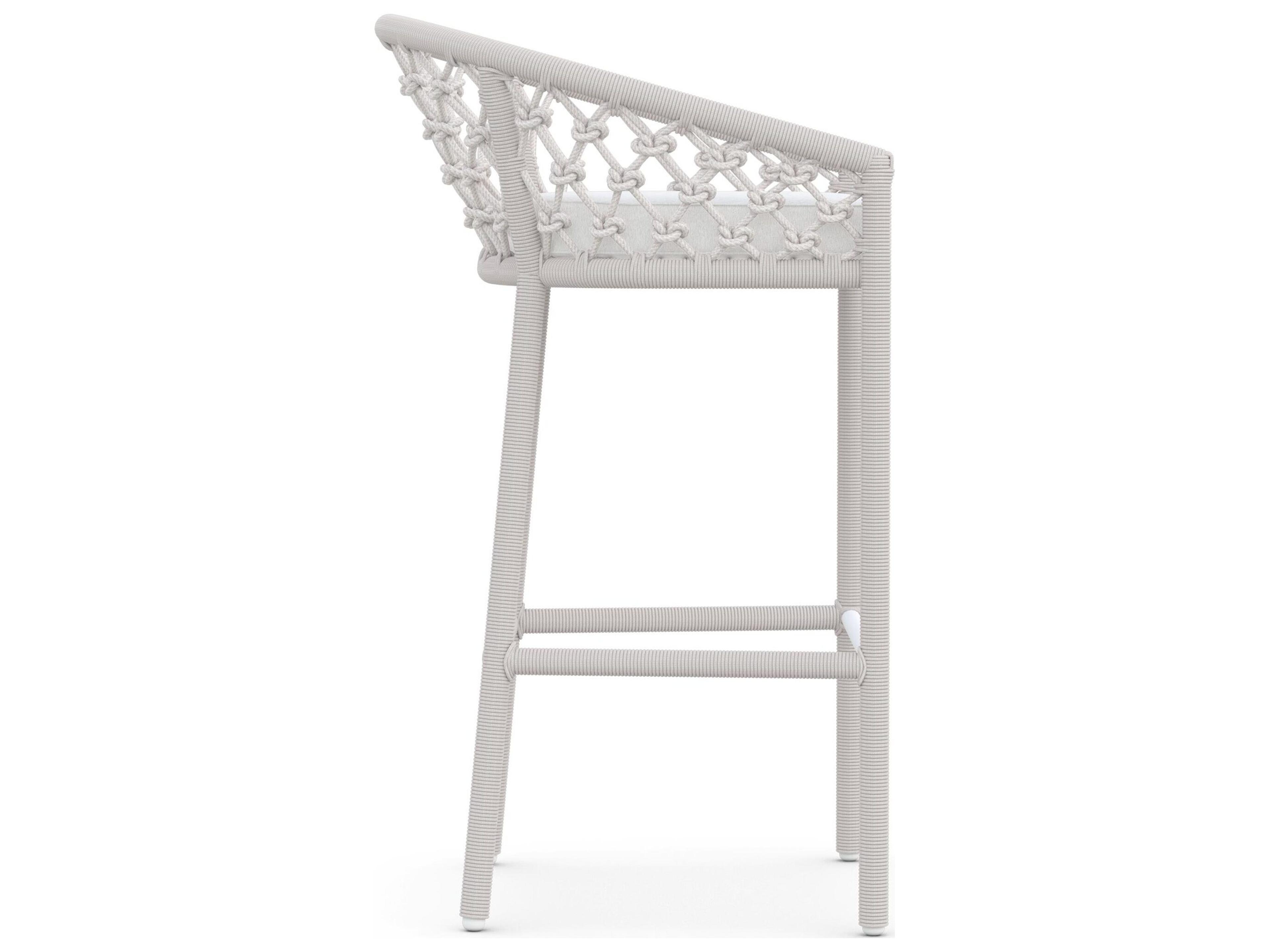 Azzurro Living Amelia Sand All-Weather Rope Outdoor Patio Bar Stool with Cloud Cushion