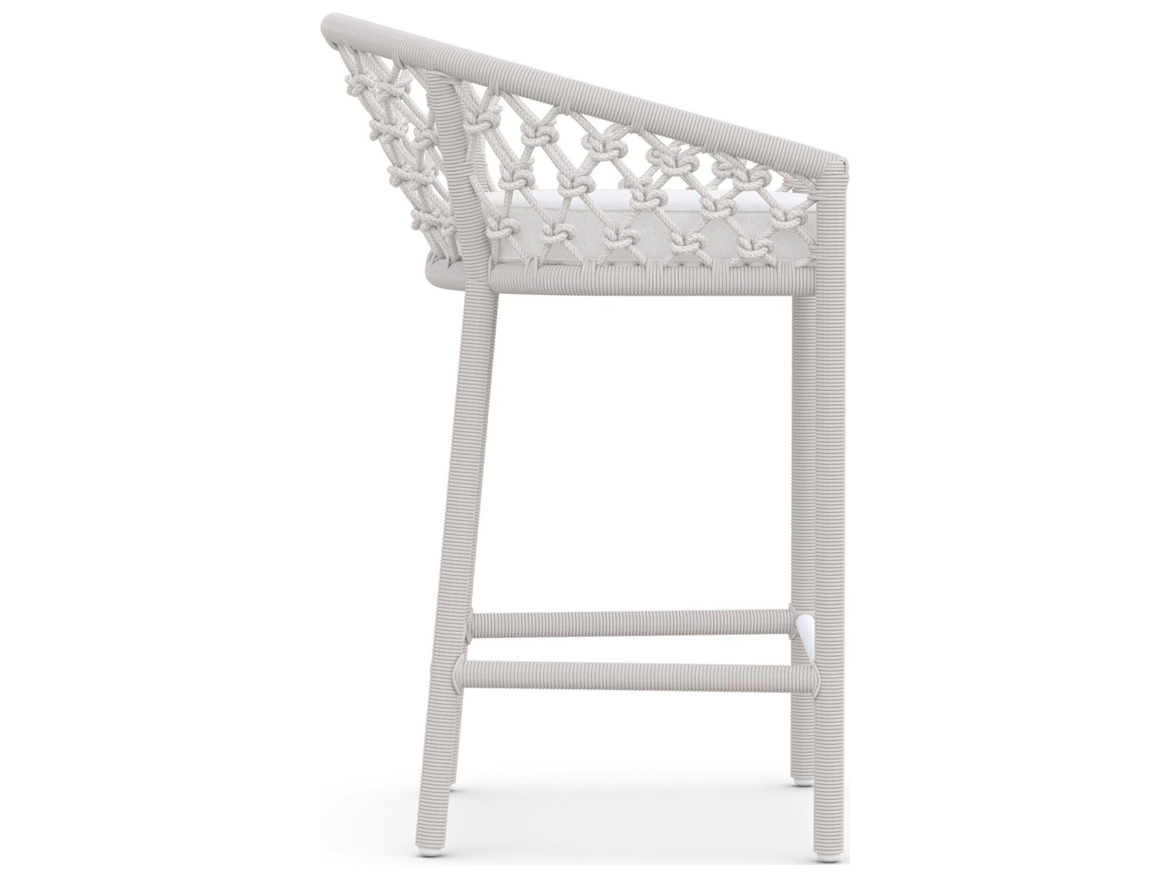 Azzurro Living Amelia Sand All-Weather Rope Patio Counter Stool with Cloud Cushion