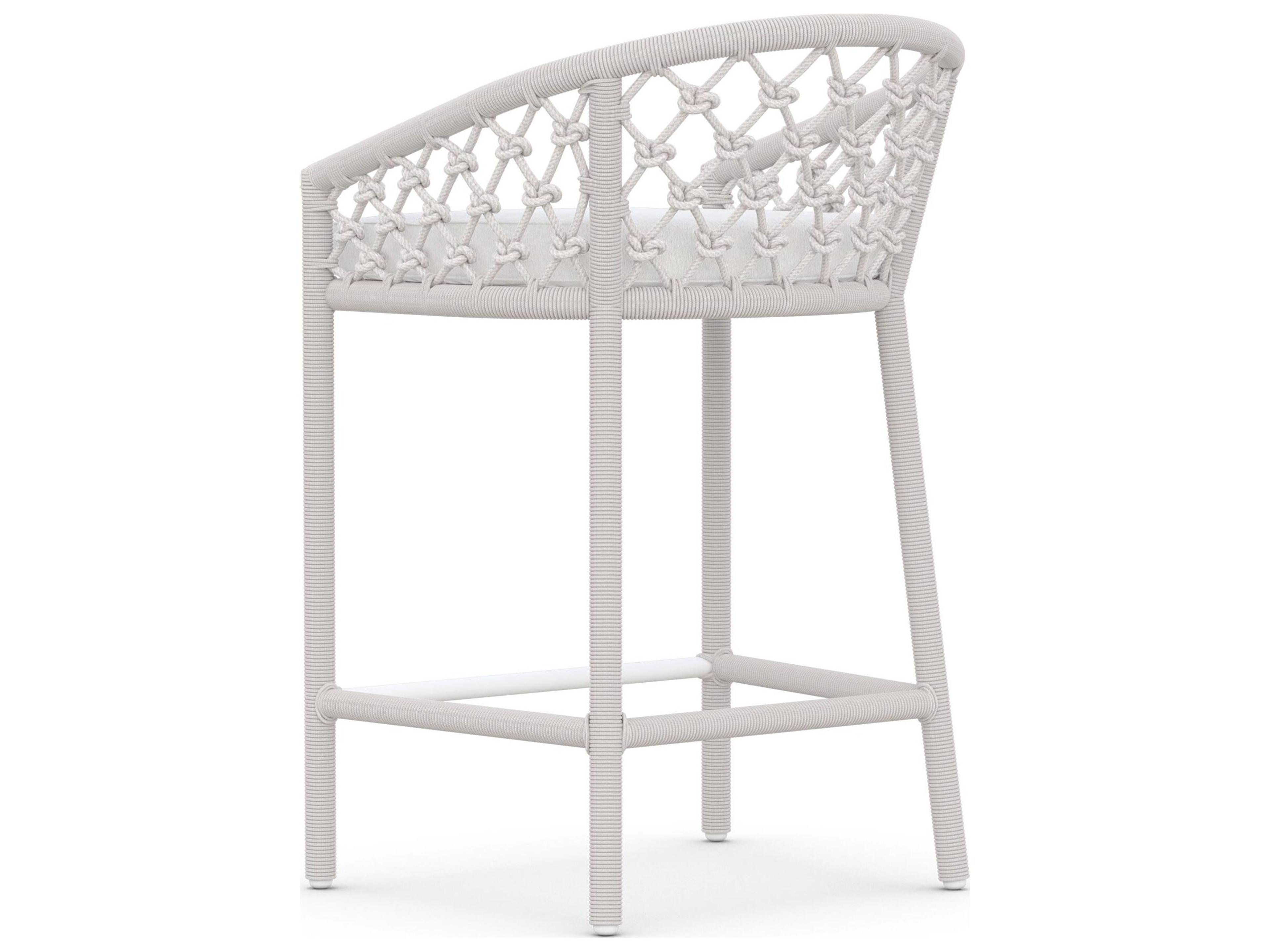 Azzurro Living Amelia Sand All-Weather Rope Patio Counter Stool with Cloud Cushion
