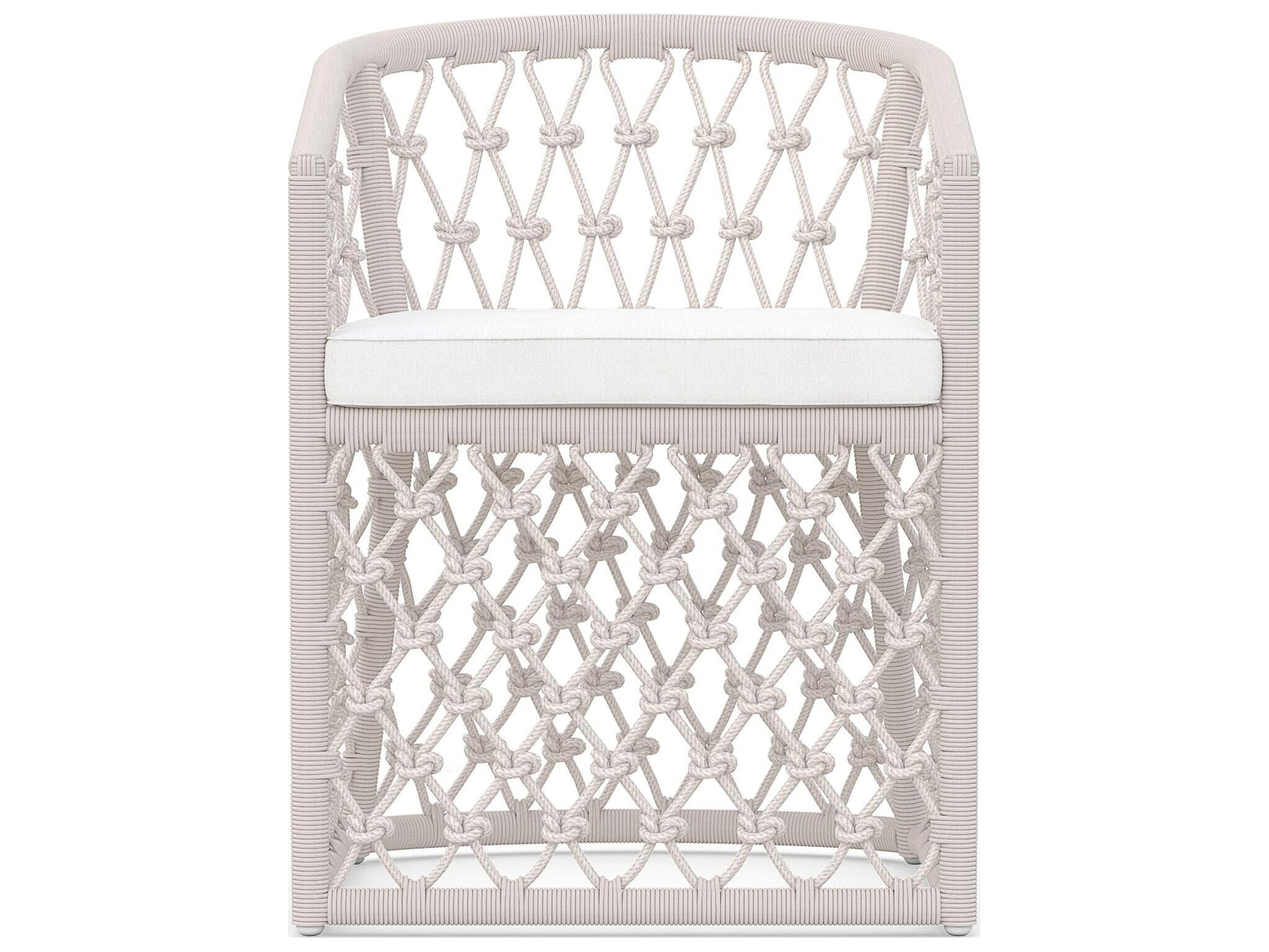 Azzurro Living Amelia Sand All-Weather Rope Patio Dining Arm Chair with Cloud Cushion