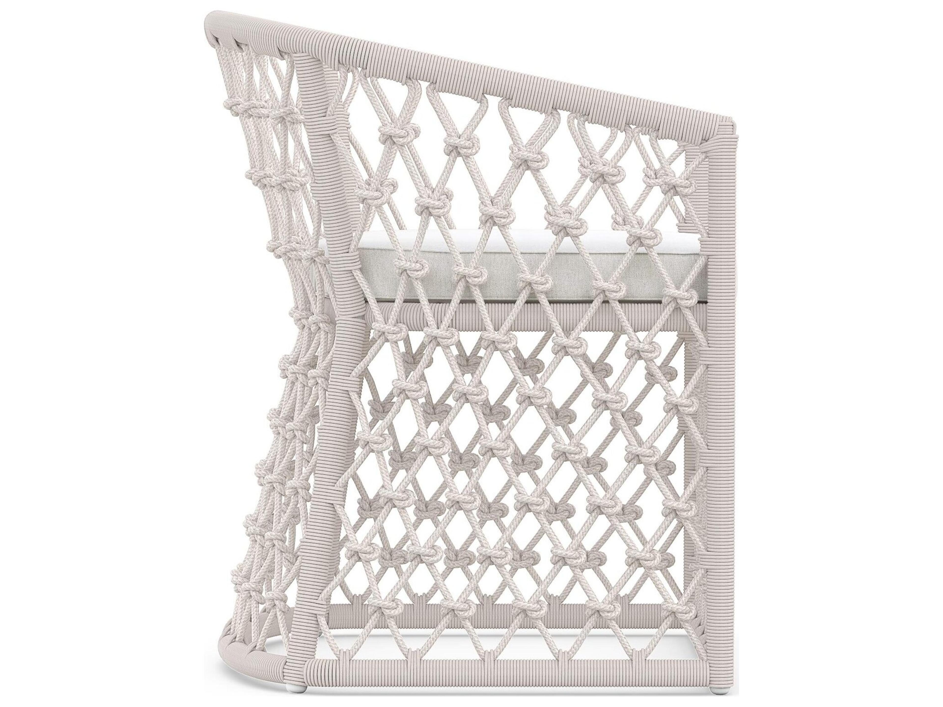 Azzurro Living Amelia Sand All-Weather Rope Patio Dining Arm Chair with Cloud Cushion