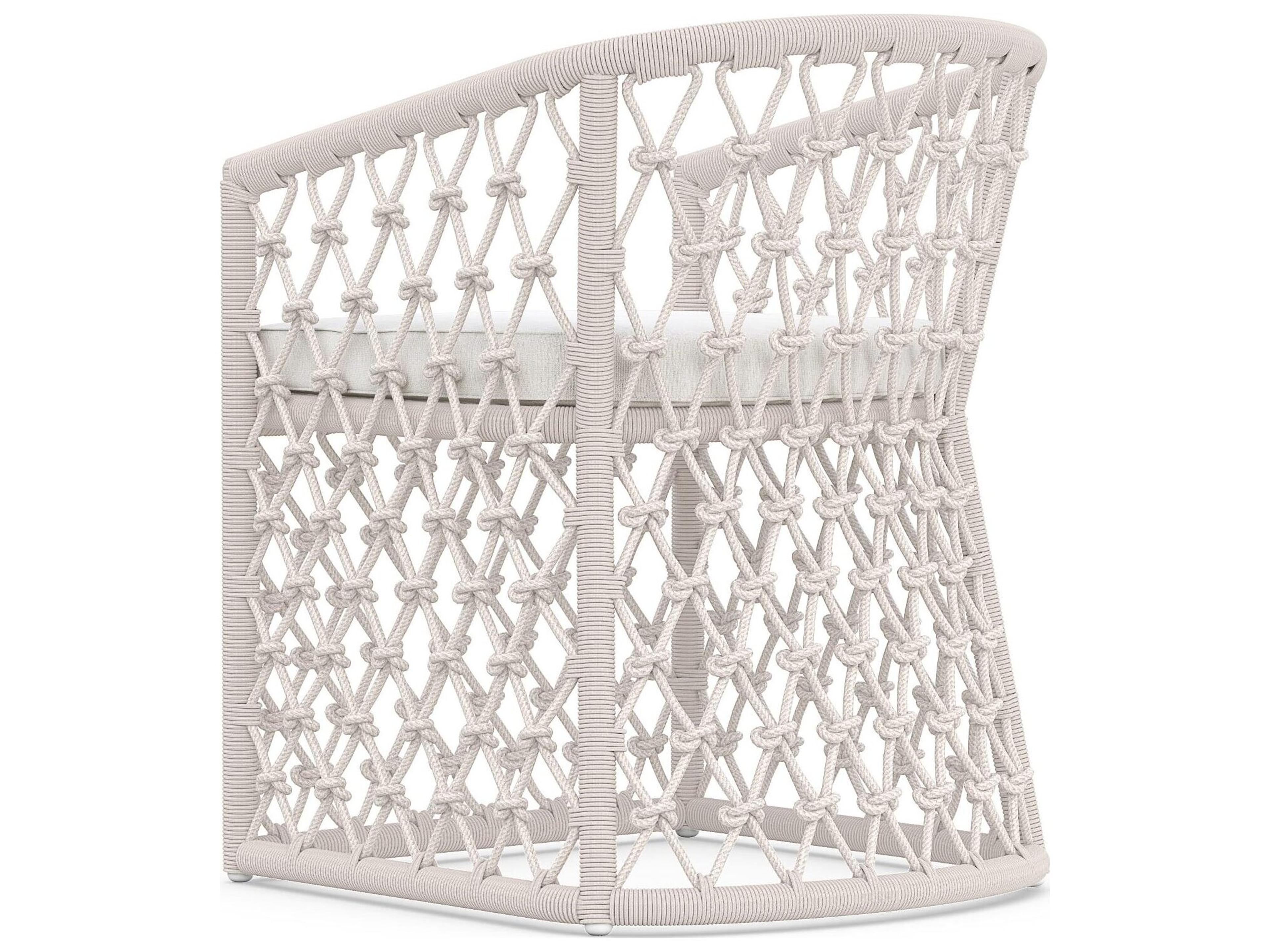 Azzurro Living Amelia Sand All-Weather Rope Patio Dining Arm Chair with Cloud Cushion