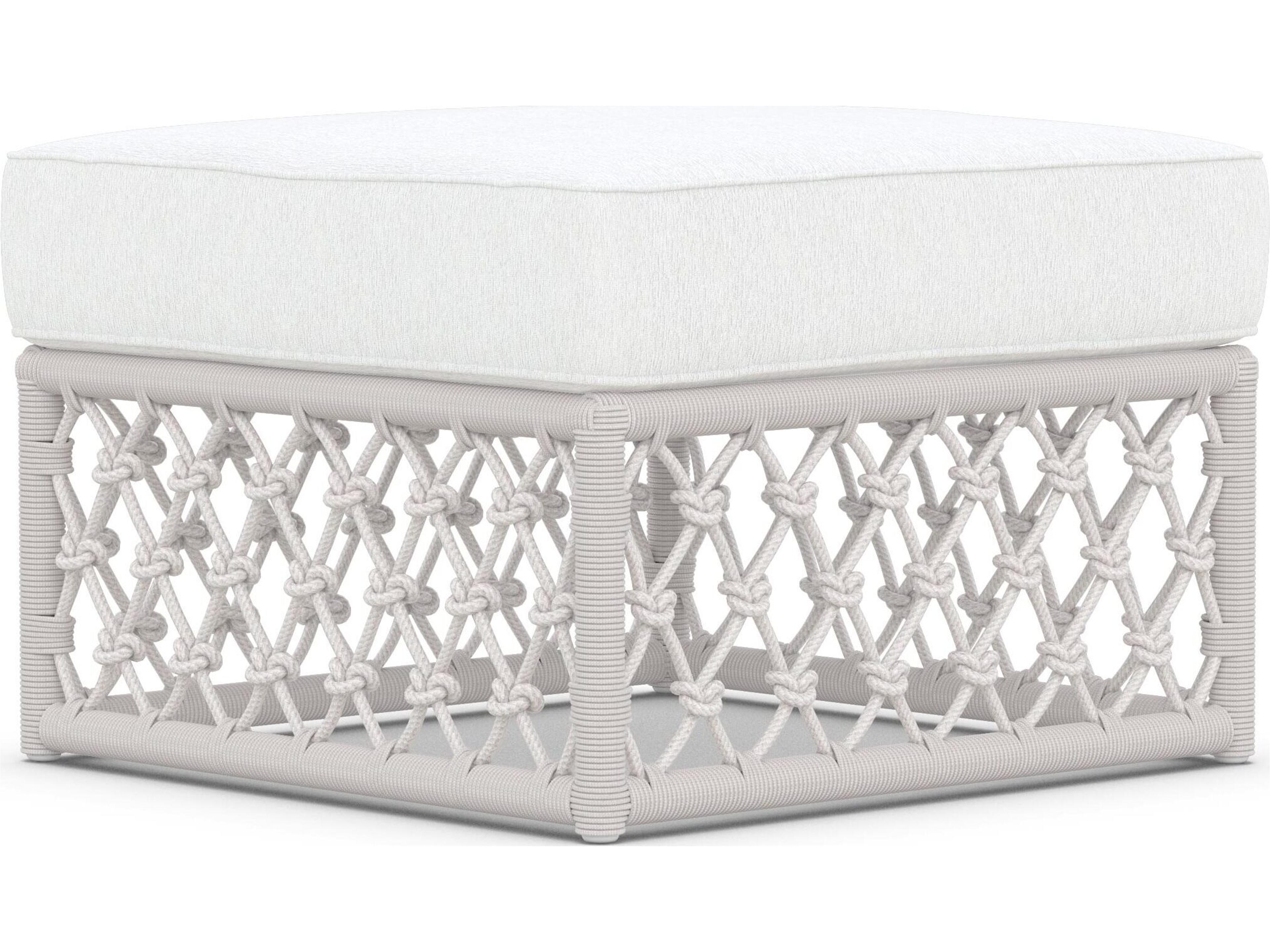 Amelia Outdoor Ottoman with All-Weather Rope