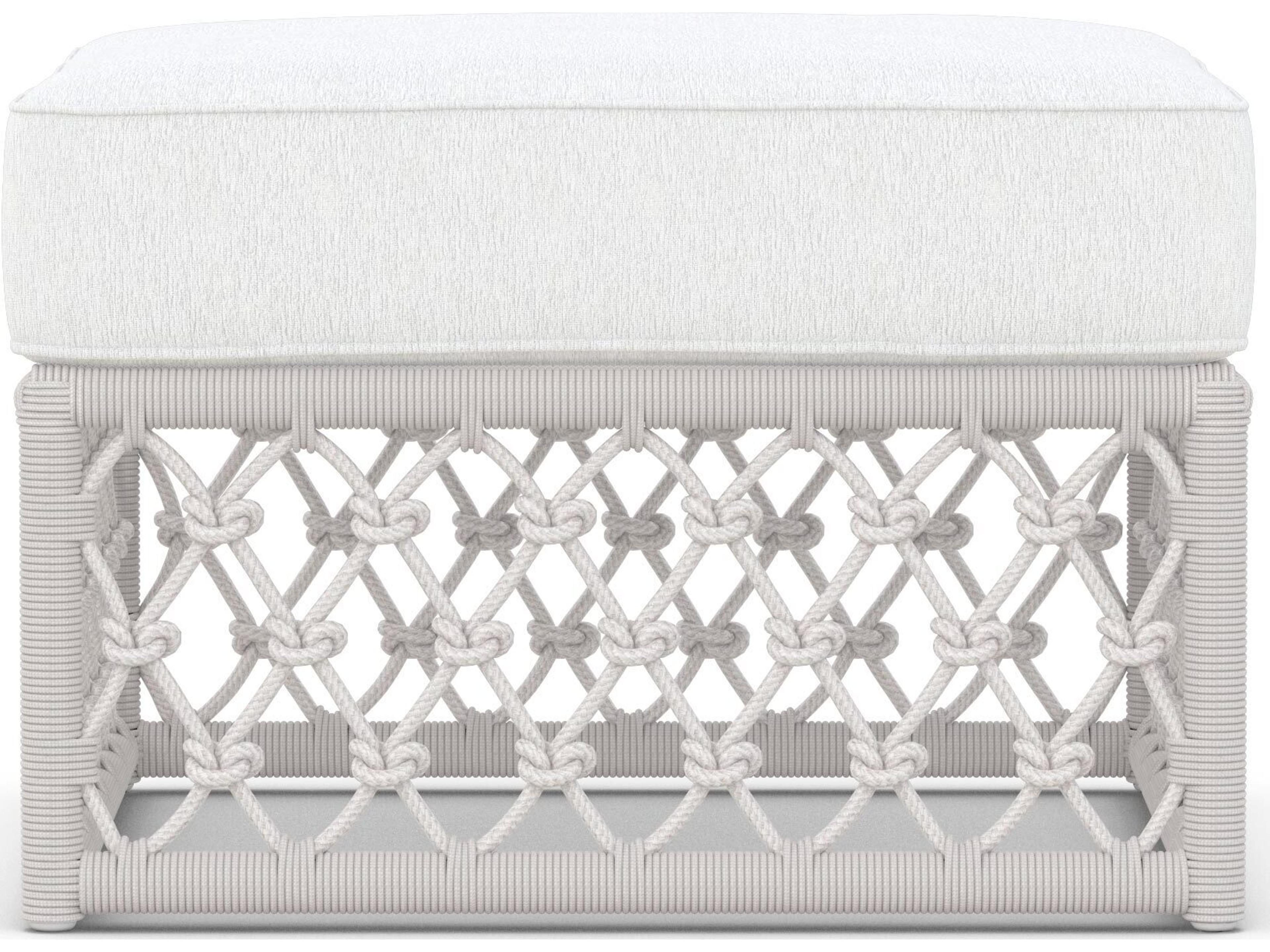 Azzurro Living Amelia Sand All-Weather Rope Patio Ottoman with Cloud Cushion