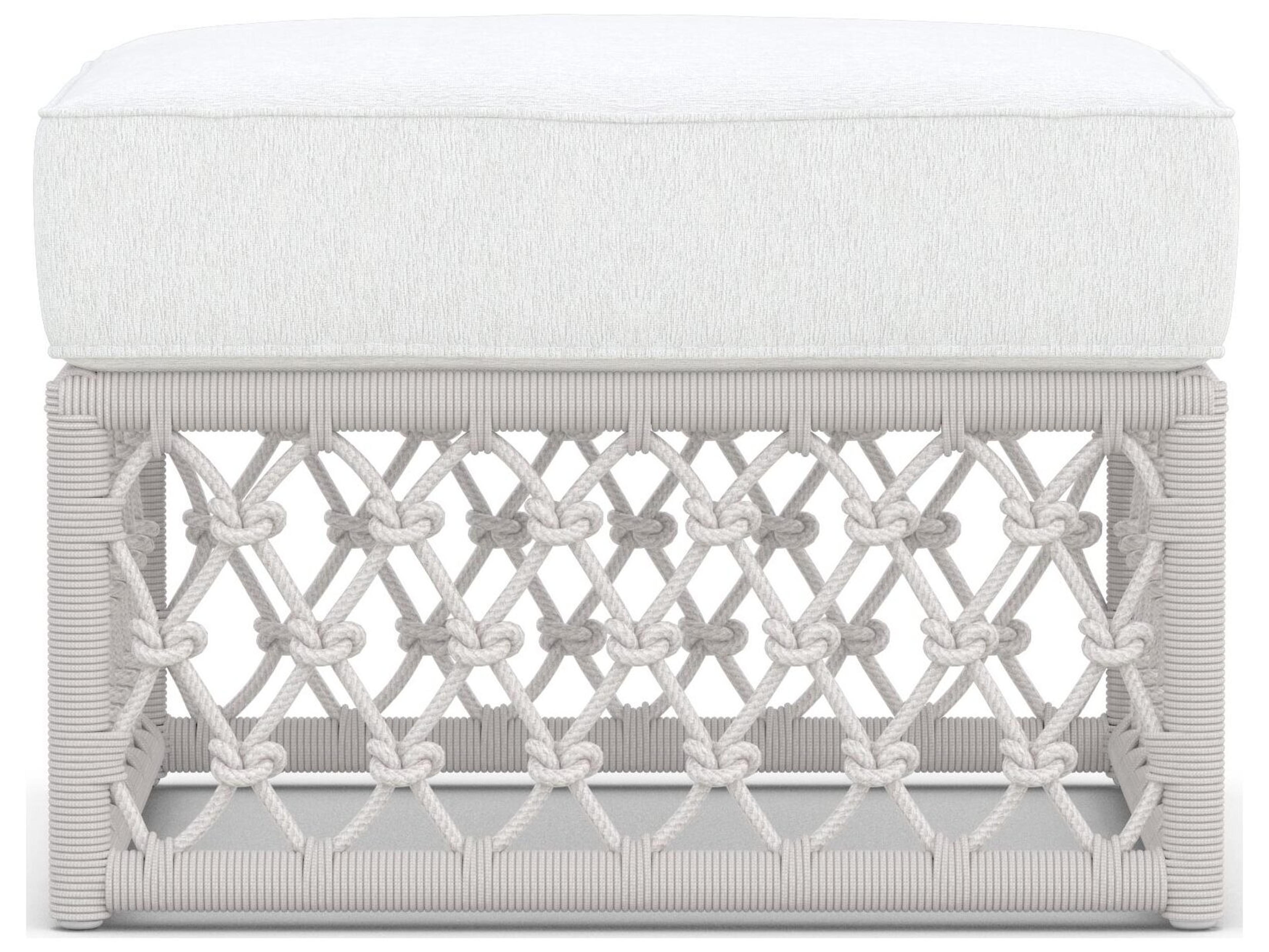 Azzurro Living Amelia Sand All-Weather Rope Patio Ottoman with Cloud Cushion