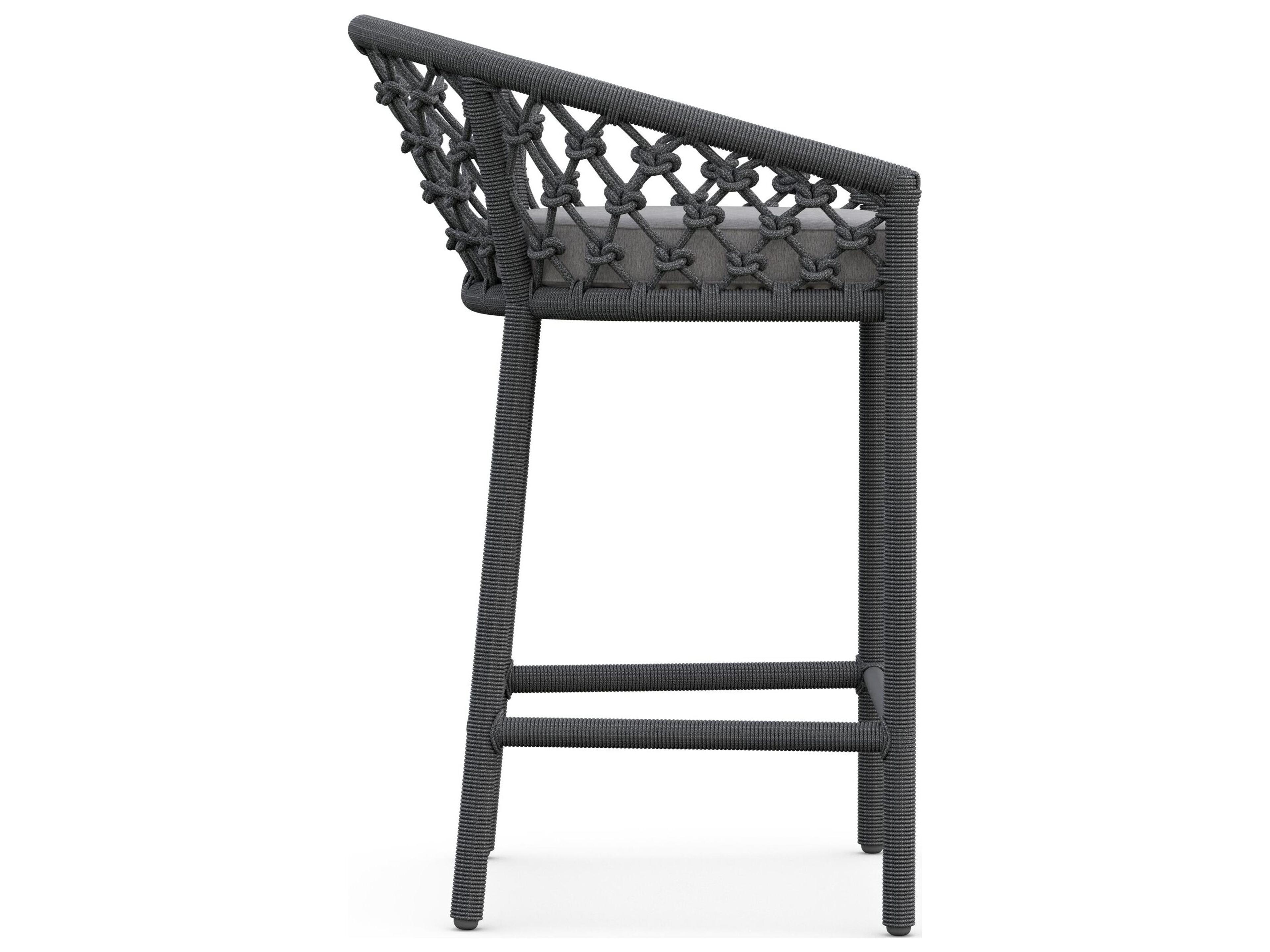 Azzurro Living Amelia Ash All-Weather Rope Outdoor Counter Stool with Fog Cushion