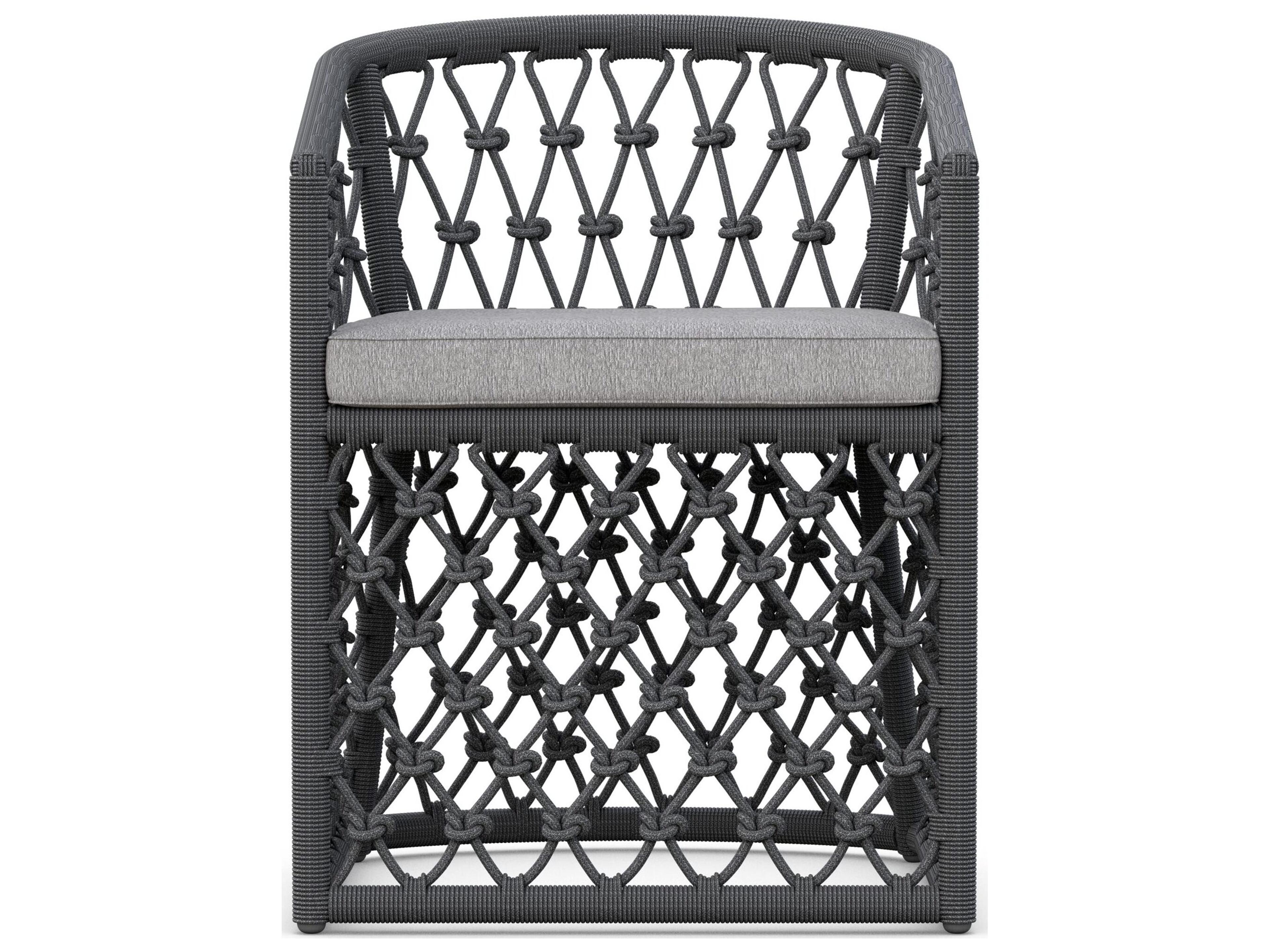 Azzurro Living Amelia Ash All-Weather Rope Outdoor Dining Arm Chair with Fog Cushion