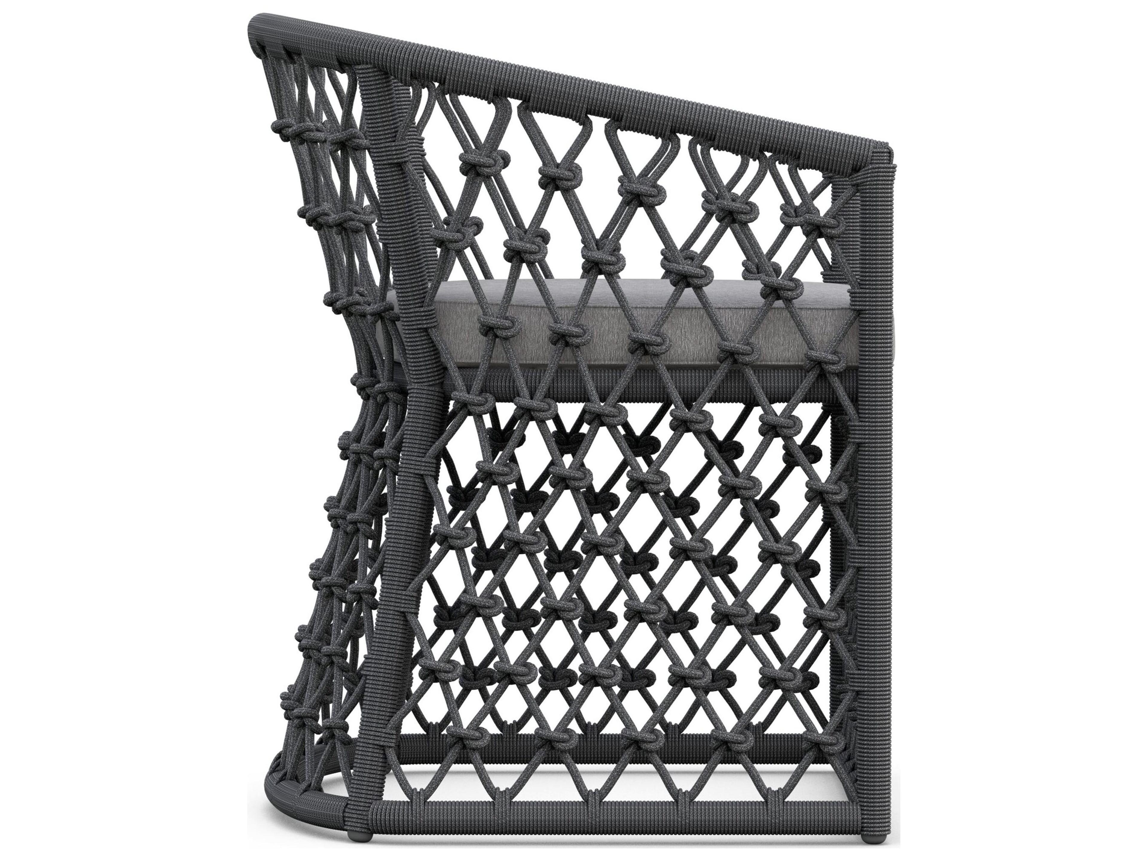 Azzurro Living Amelia Ash All-Weather Rope Outdoor Dining Arm Chair with Fog Cushion