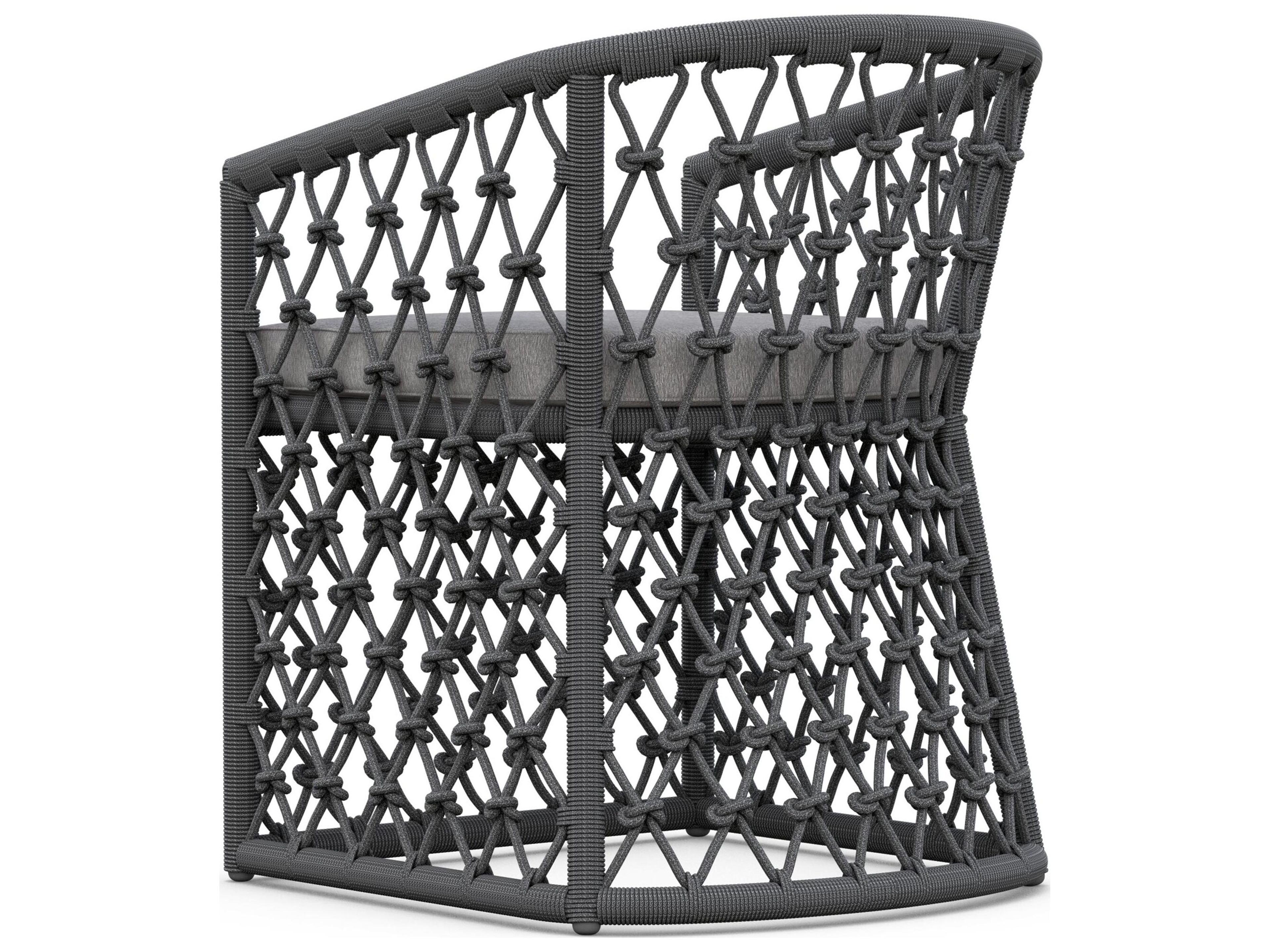 Azzurro Living Amelia Ash All-Weather Rope Outdoor Dining Arm Chair with Fog Cushion