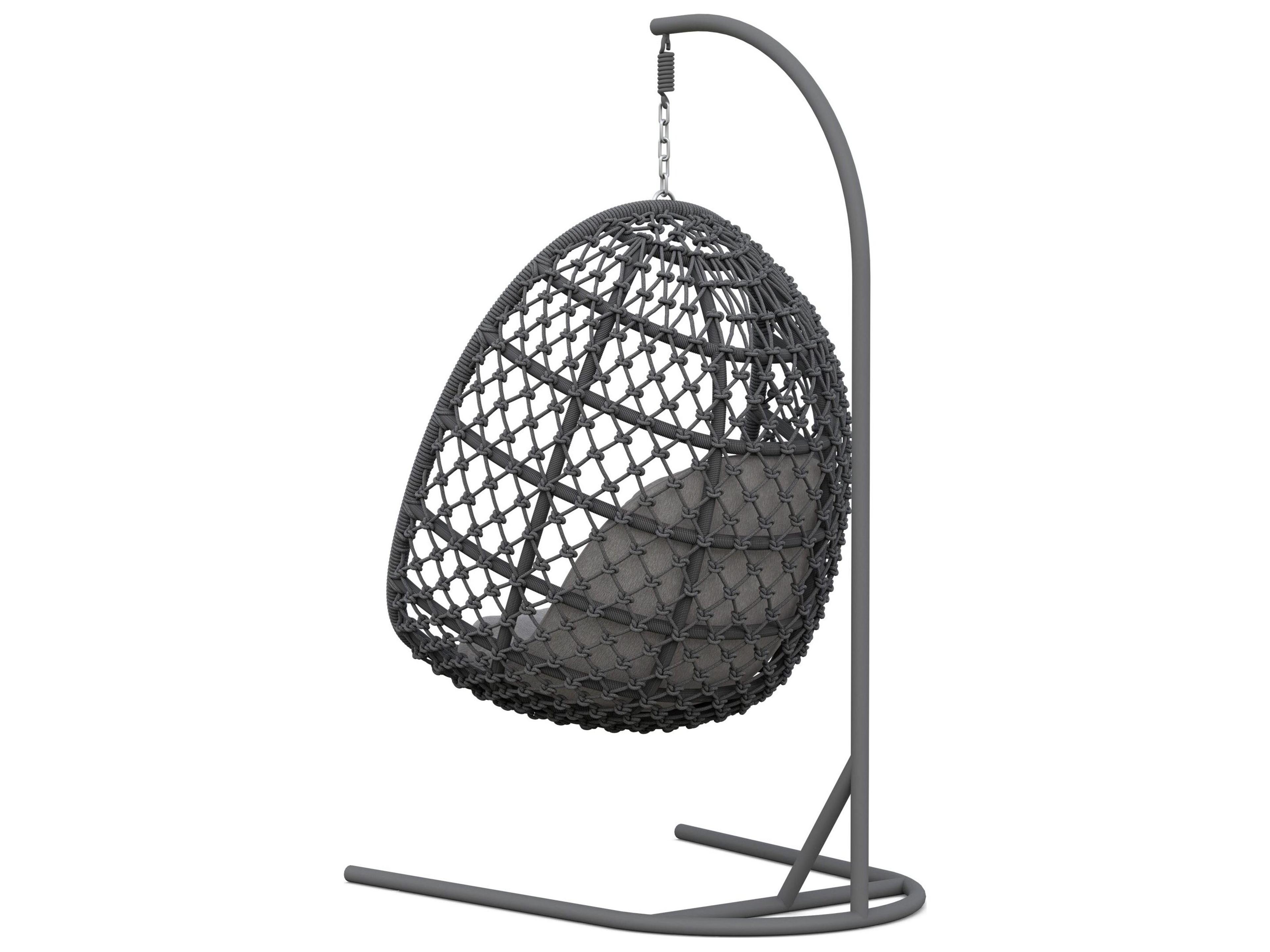 Azzurro Living Amelia Ash All-Weather Rope Hanging Chair with Fog Cushion