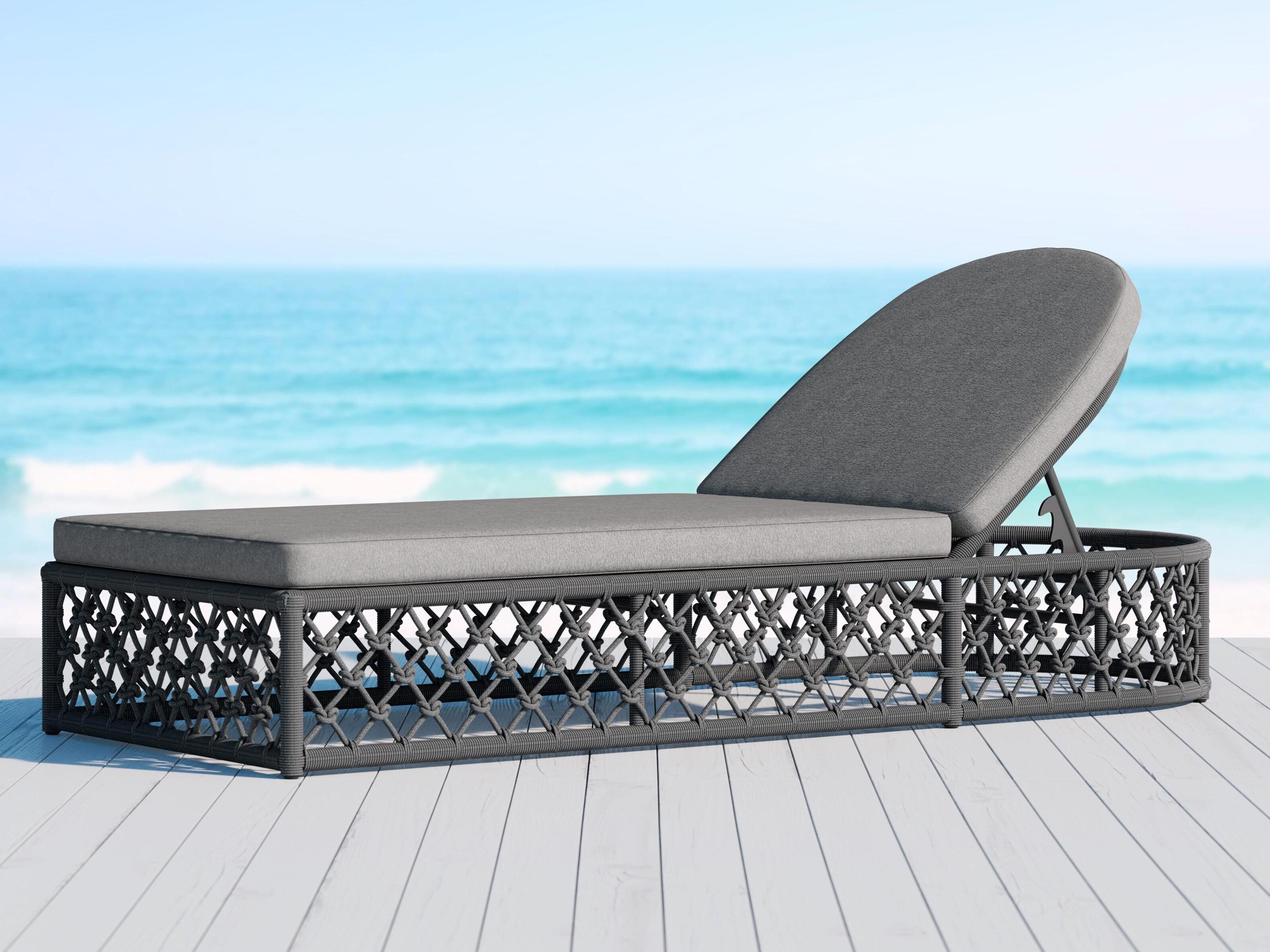 Azzurro Living Amelia Ash All-Weather Rope Adjustable Outdoor Patio Chaise Lounge with Fog Cushion