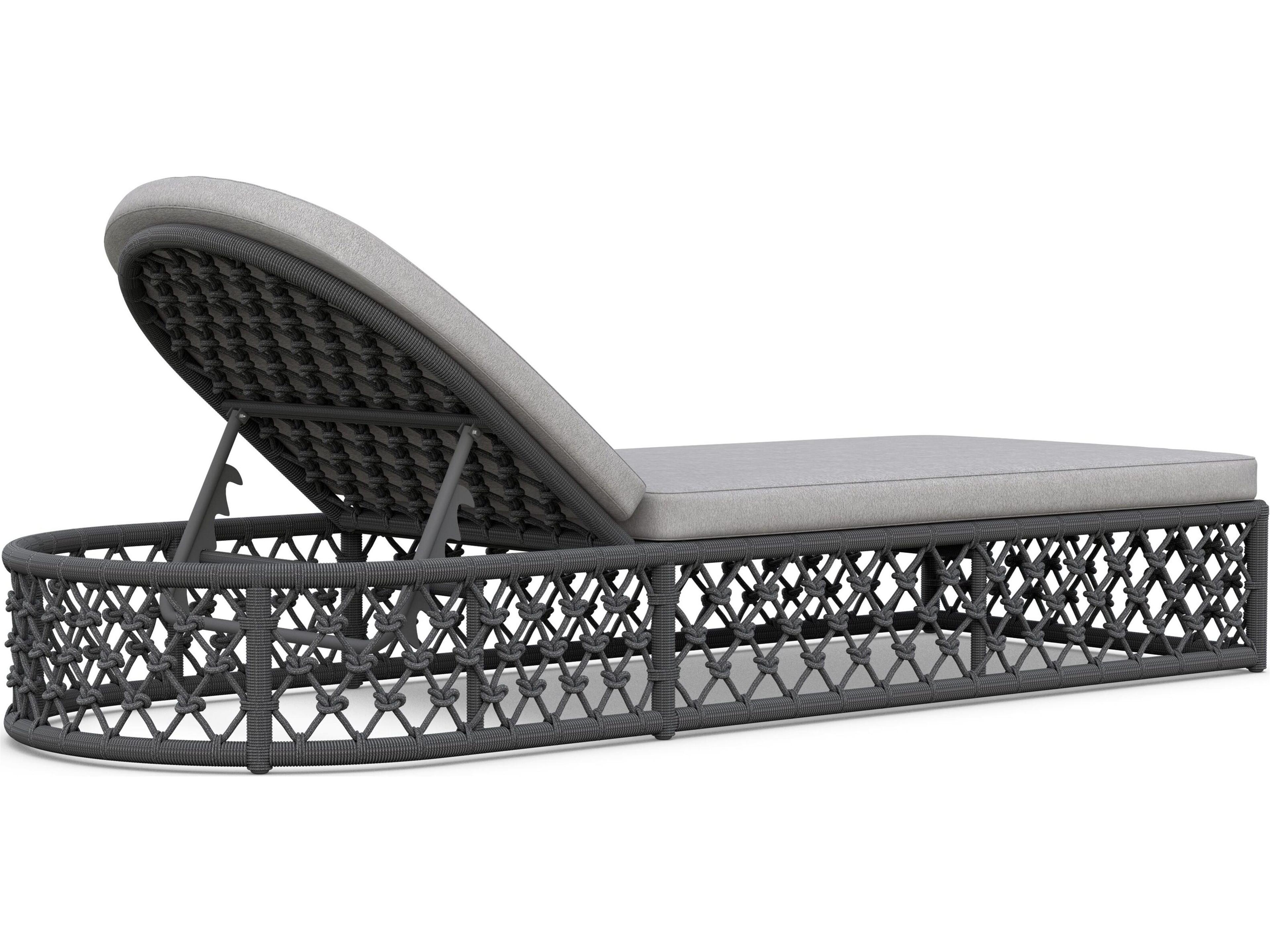 Azzurro Living Amelia Ash All-Weather Rope Adjustable Outdoor Patio Chaise Lounge with Fog Cushion