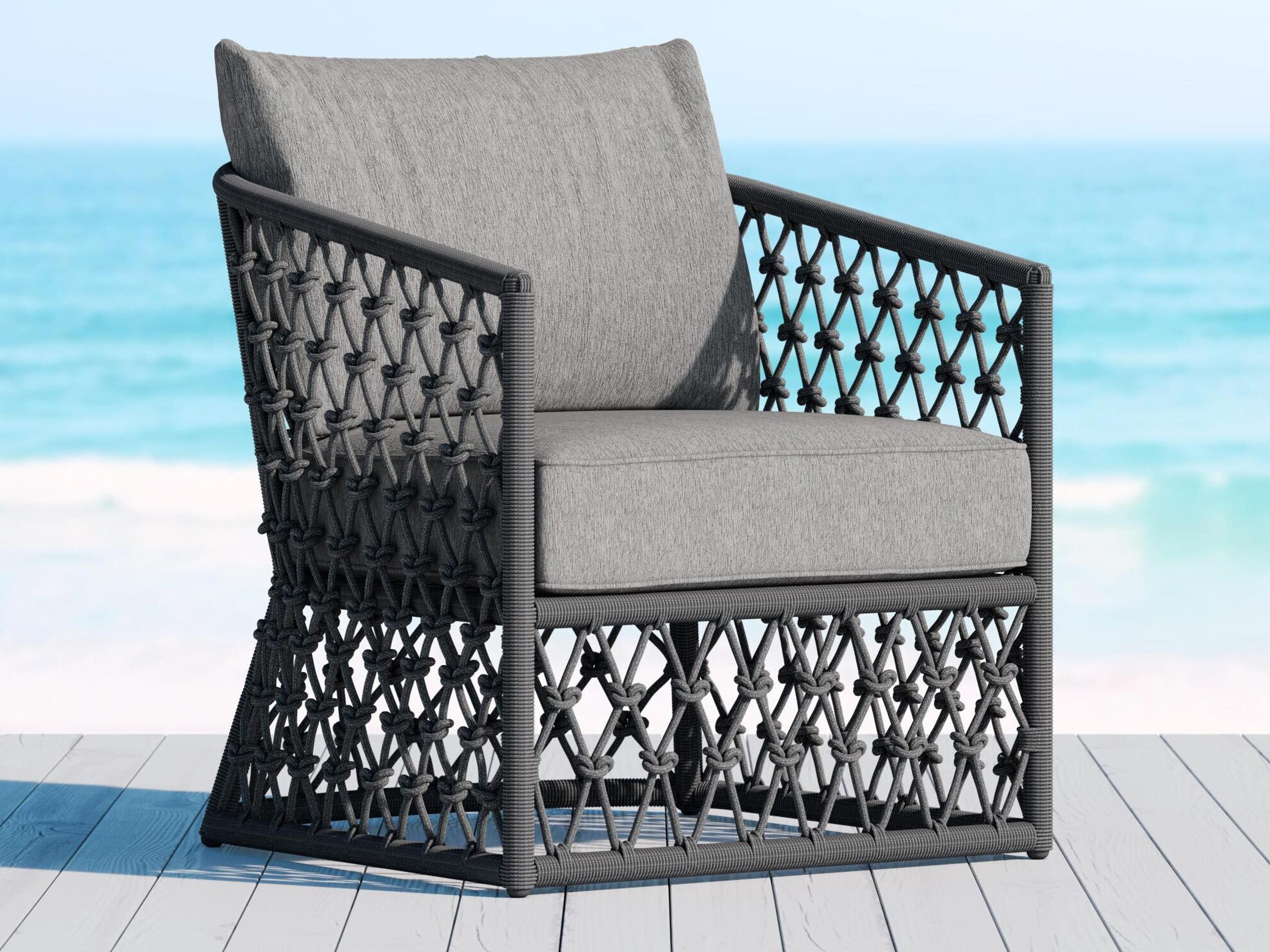 Azzurro Living Amelia Ash All-Weather Rope Patio Lounge Chair with Fog Cushion