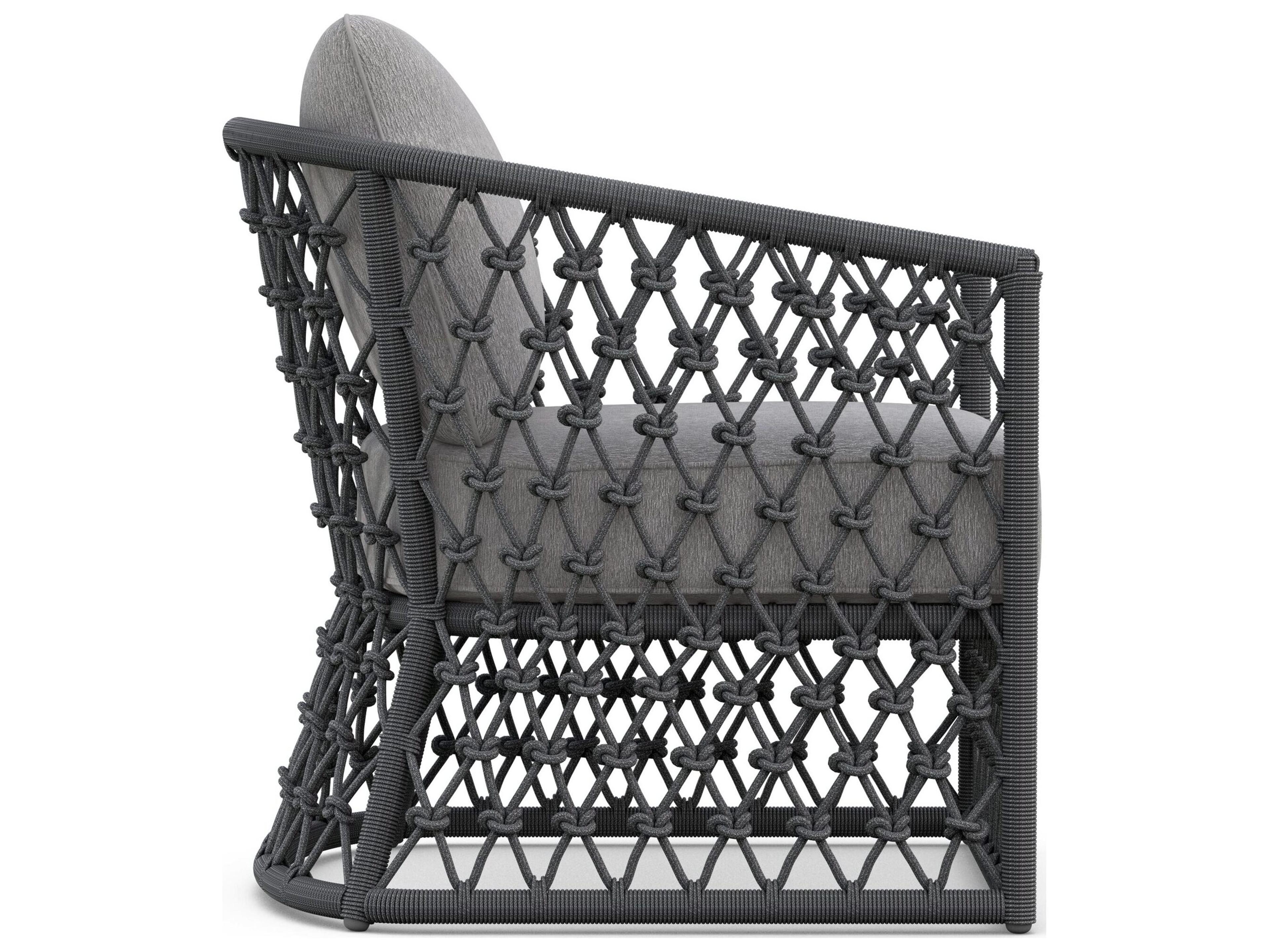 Azzurro Living Amelia Ash All-Weather Rope Patio Lounge Chair with Fog Cushion