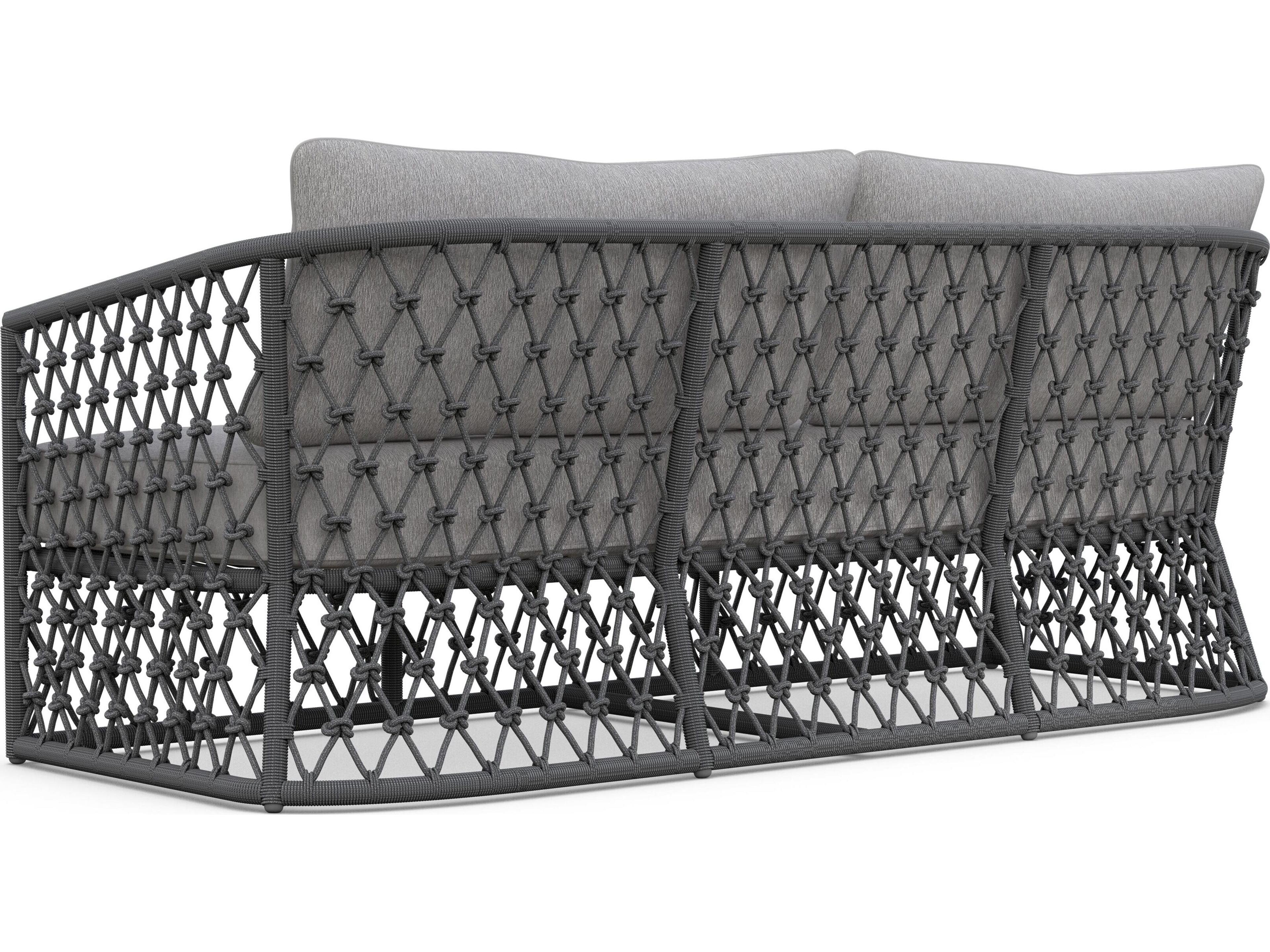 Azzurro Living Amelia Ash All-Weather Rope Patio Sofa with Fog Cushion