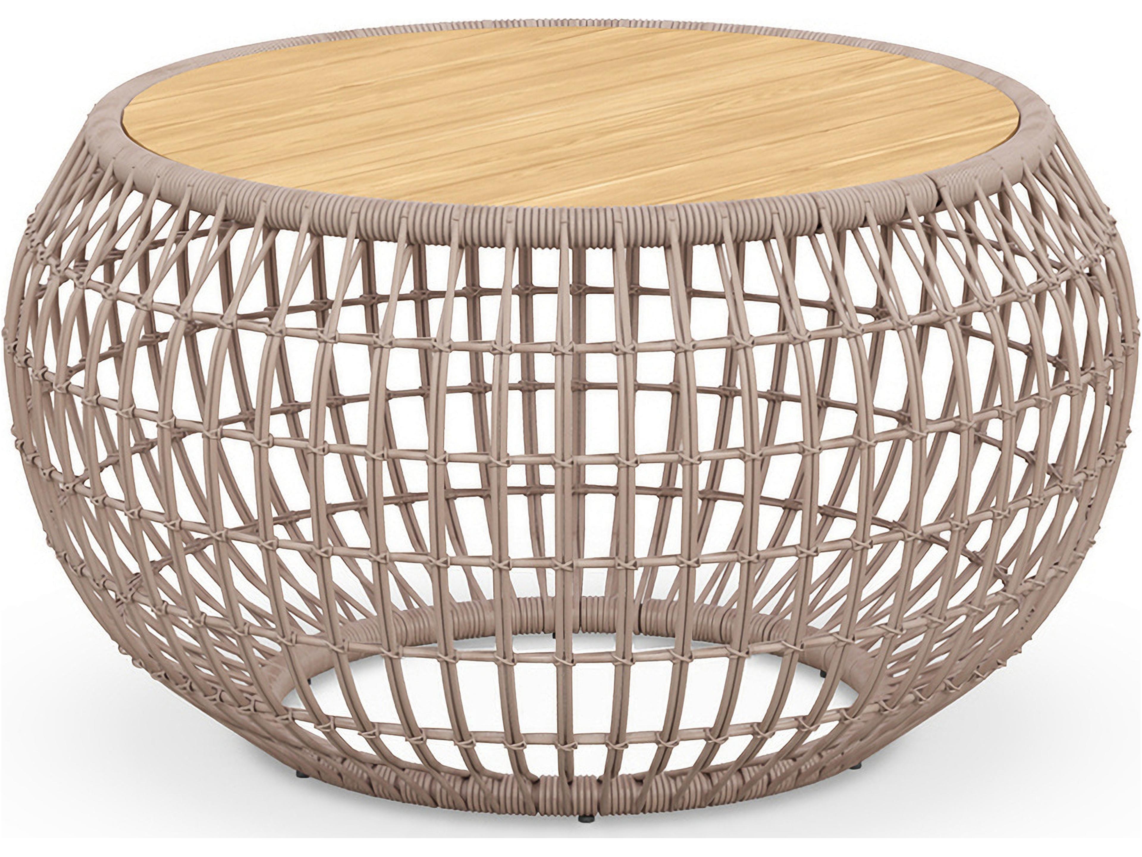 Barcelona Round Coffee Table with Teak Top