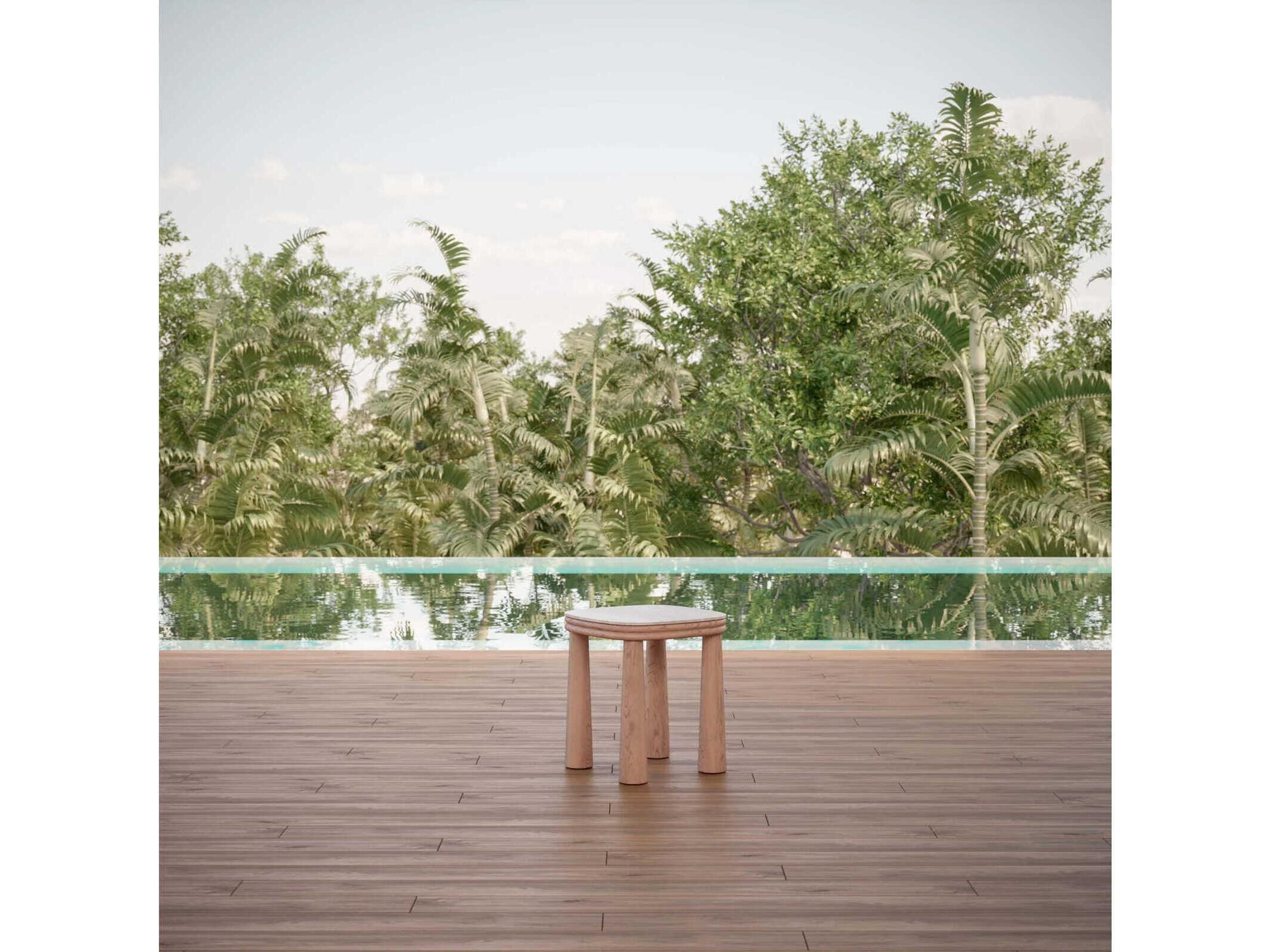 Azzurro Living Biscayne Natural Teak Square End Table